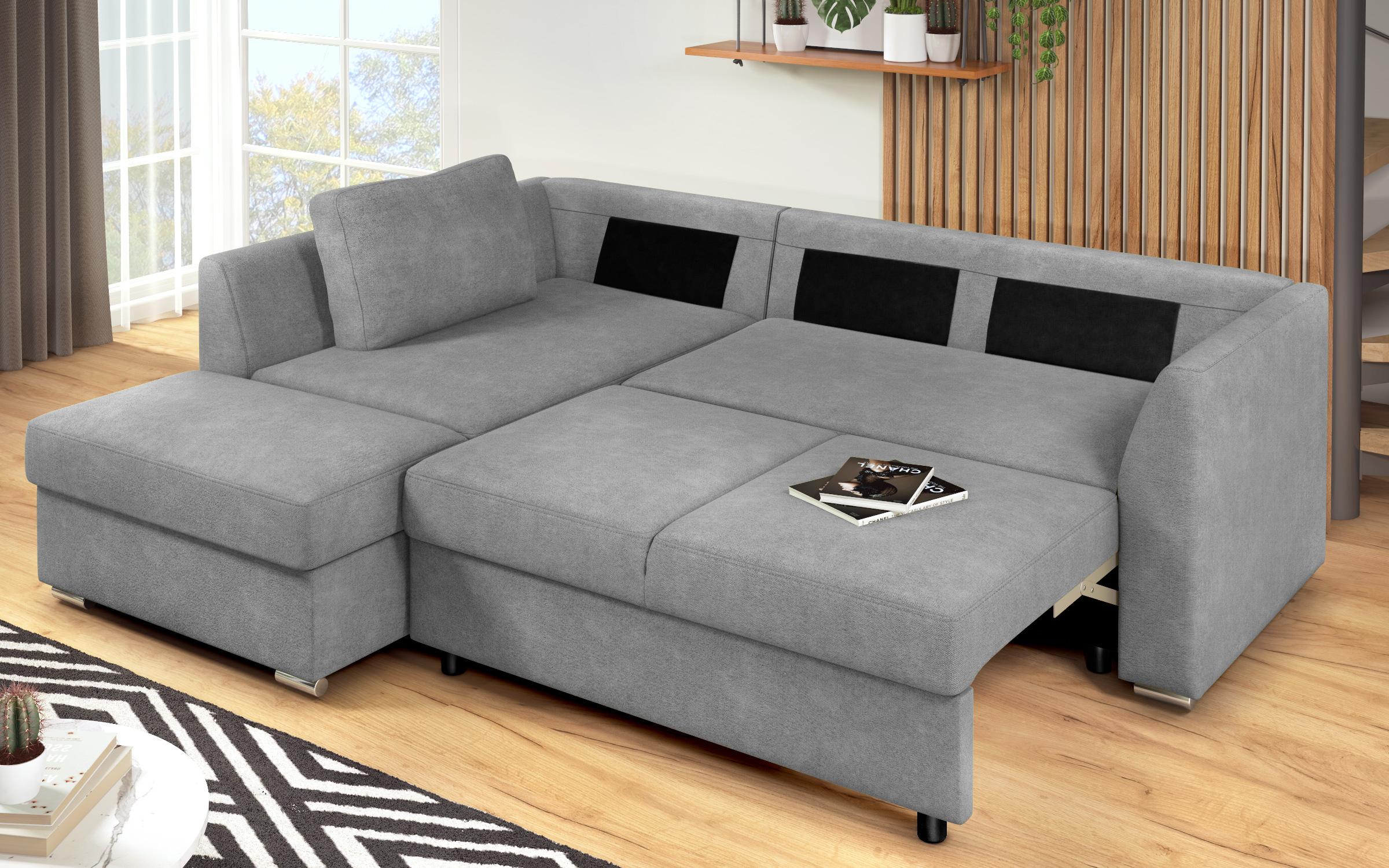 Γωνιακός καναπές – κρεβάτι Toskana S, ανοιχτό γκρι + σκούρο γκρι  10