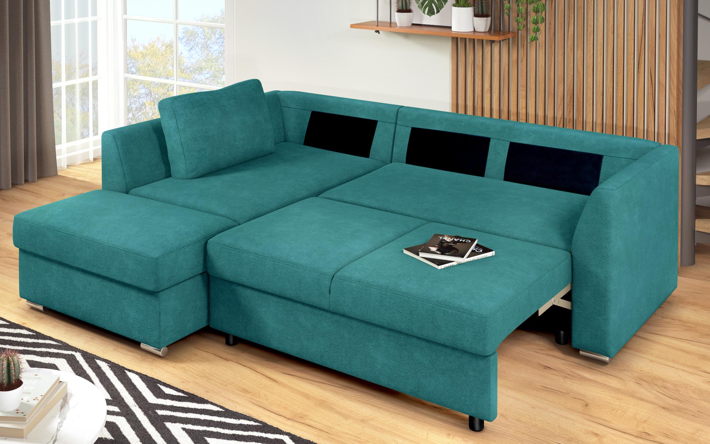 Γωνιακός καναπές – κρεβάτι Toskana S, τυρκουάζ + ανοιχτό γκρι  10