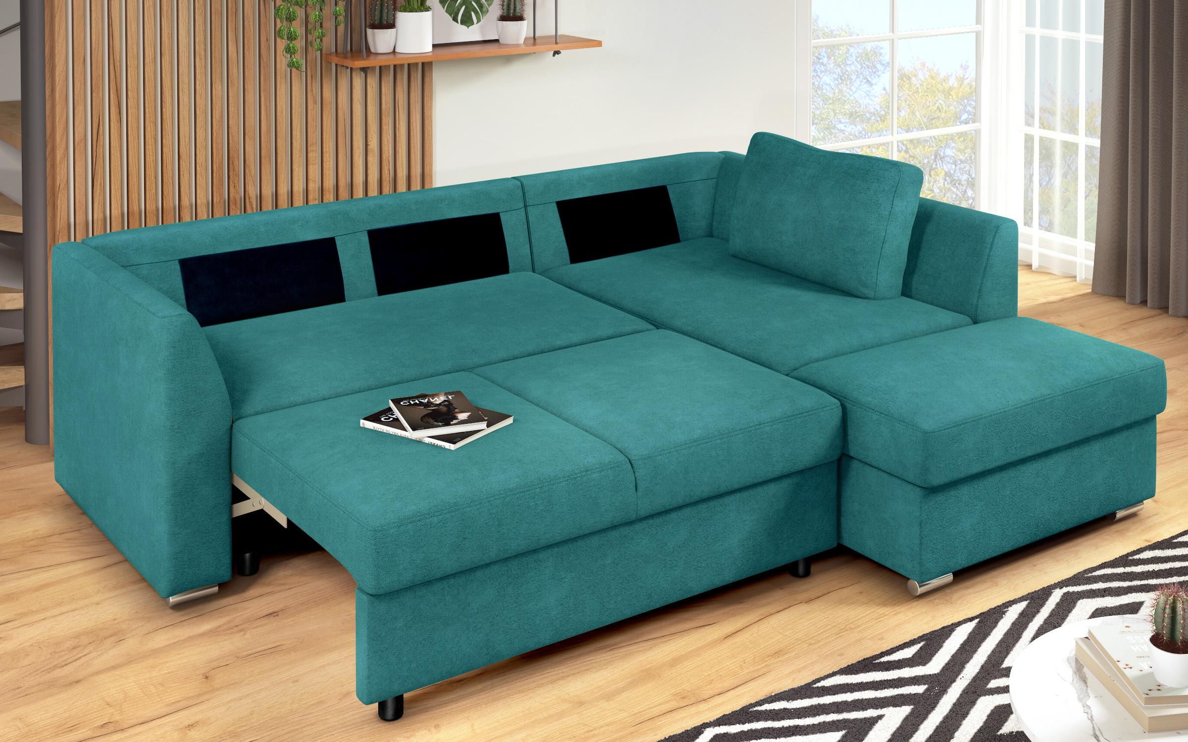 Γωνιακός καναπές – κρεβάτι Toskana S, τυρκουάζ + ανοιχτό γκρι  10