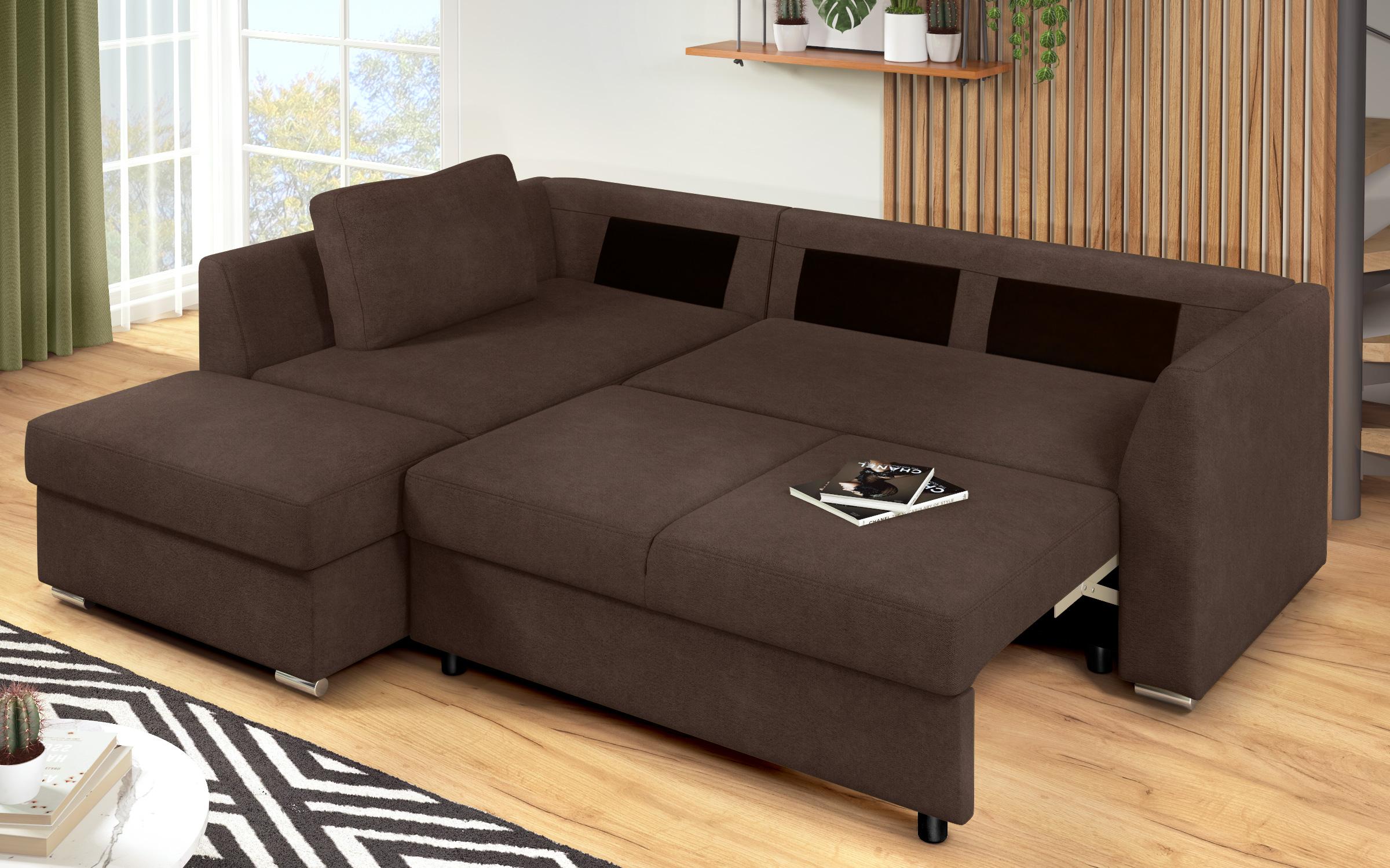 Γωνιακός καναπές – κρεβάτι Toskana S, καφέ  10