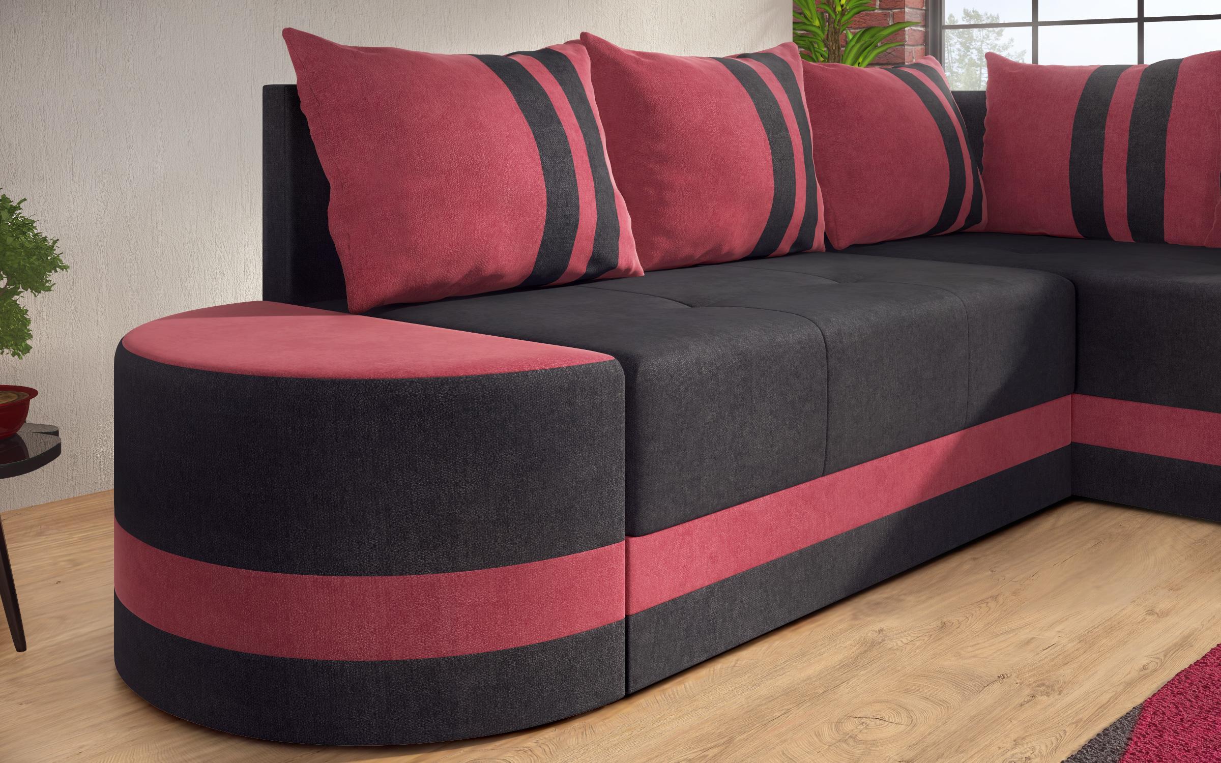 Γωνιακός καναπές – κρεβάτι  Viliyan M, μαύρο + κόκκινο  6