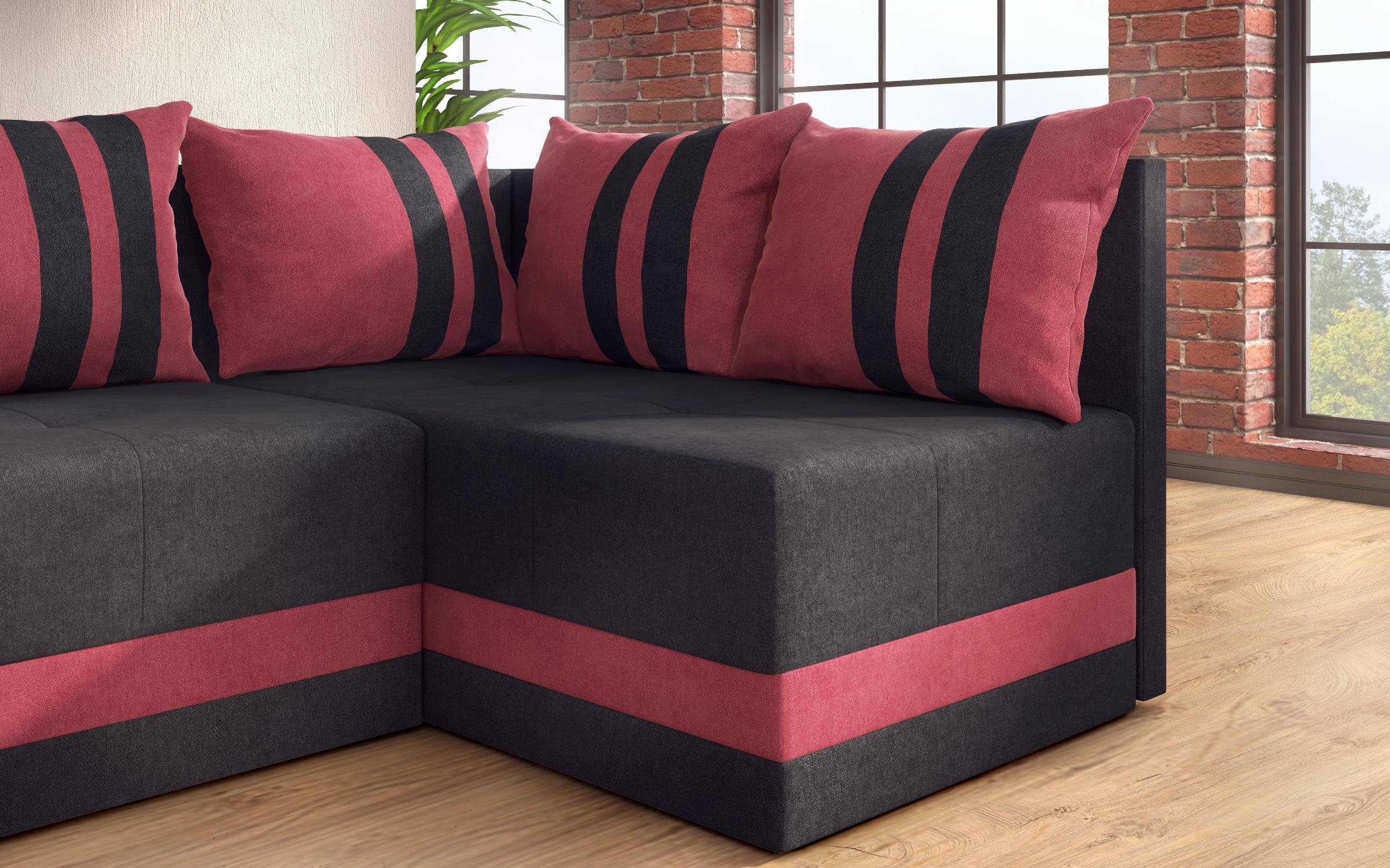 Γωνιακός καναπές – κρεβάτι  Viliyan M, μαύρο + κόκκινο  7