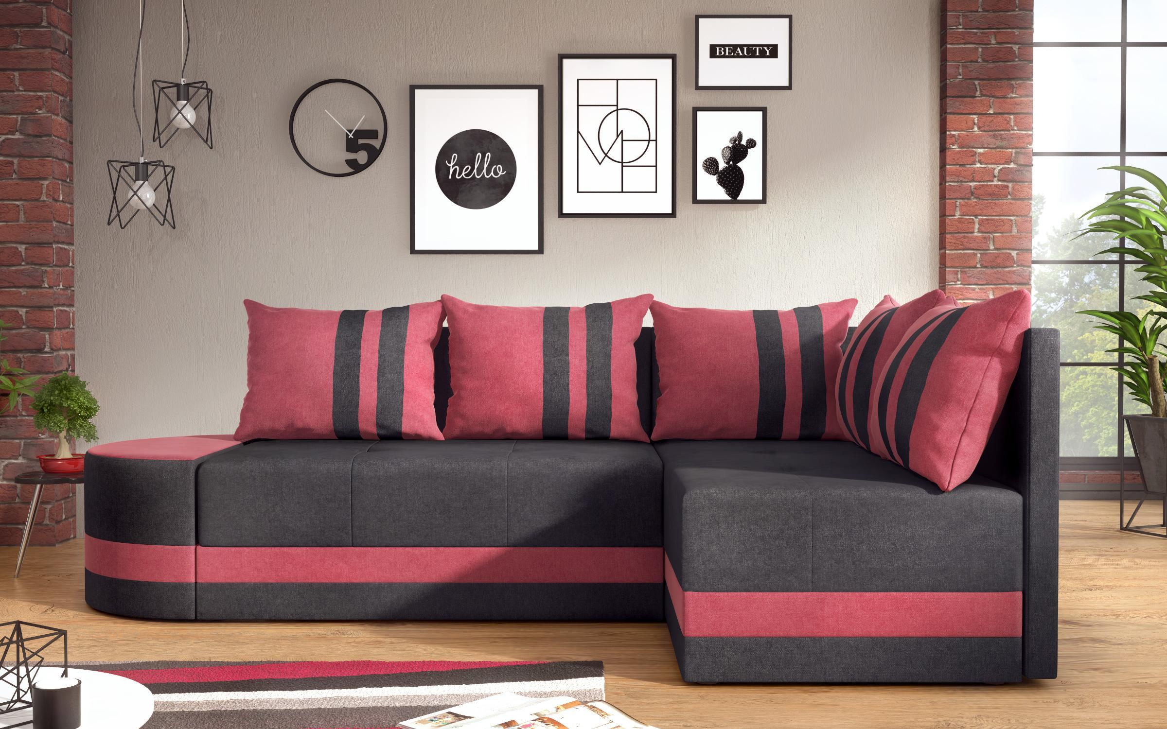 Γωνιακός καναπές – κρεβάτι  Viliyan M, μαύρο + κόκκινο  1