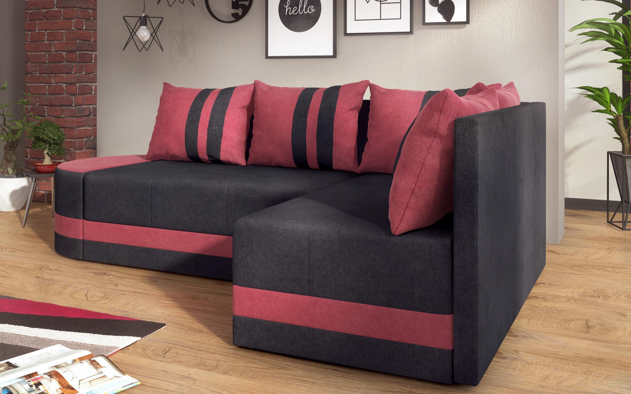 Γωνιακός καναπές – κρεβάτι  Viliyan M, μαύρο + κόκκινο  4