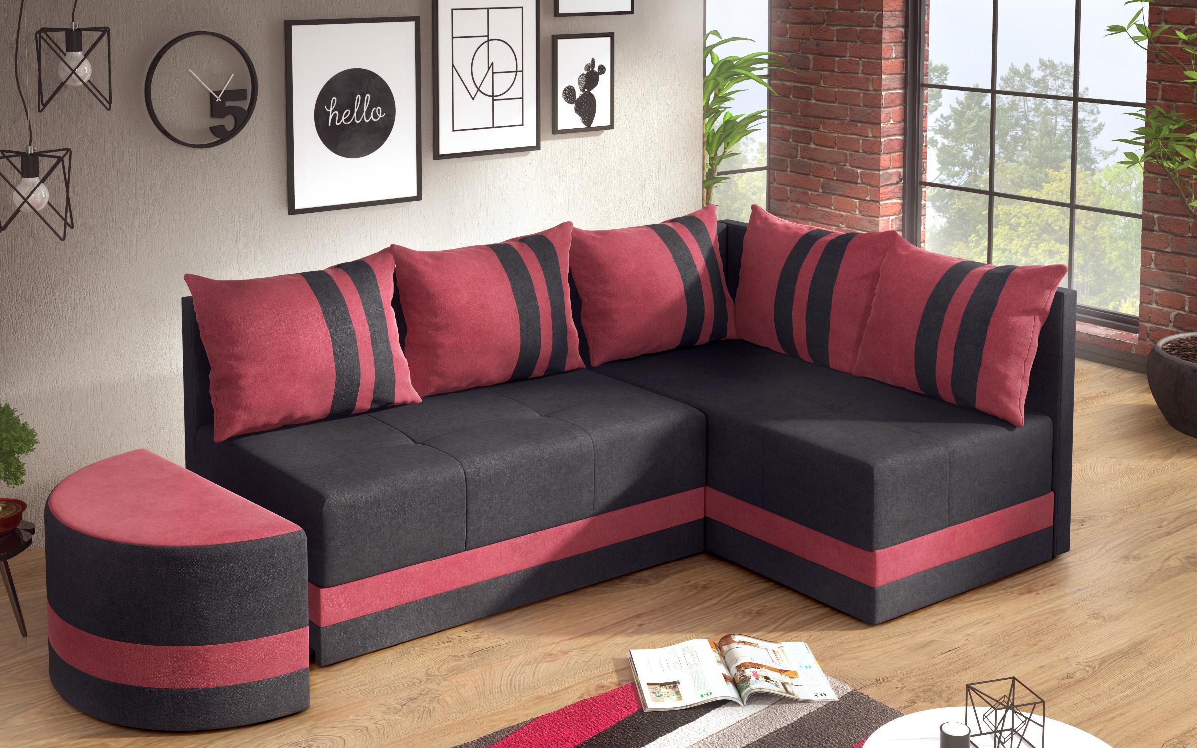 Γωνιακός καναπές – κρεβάτι  Viliyan M, μαύρο + κόκκινο  5