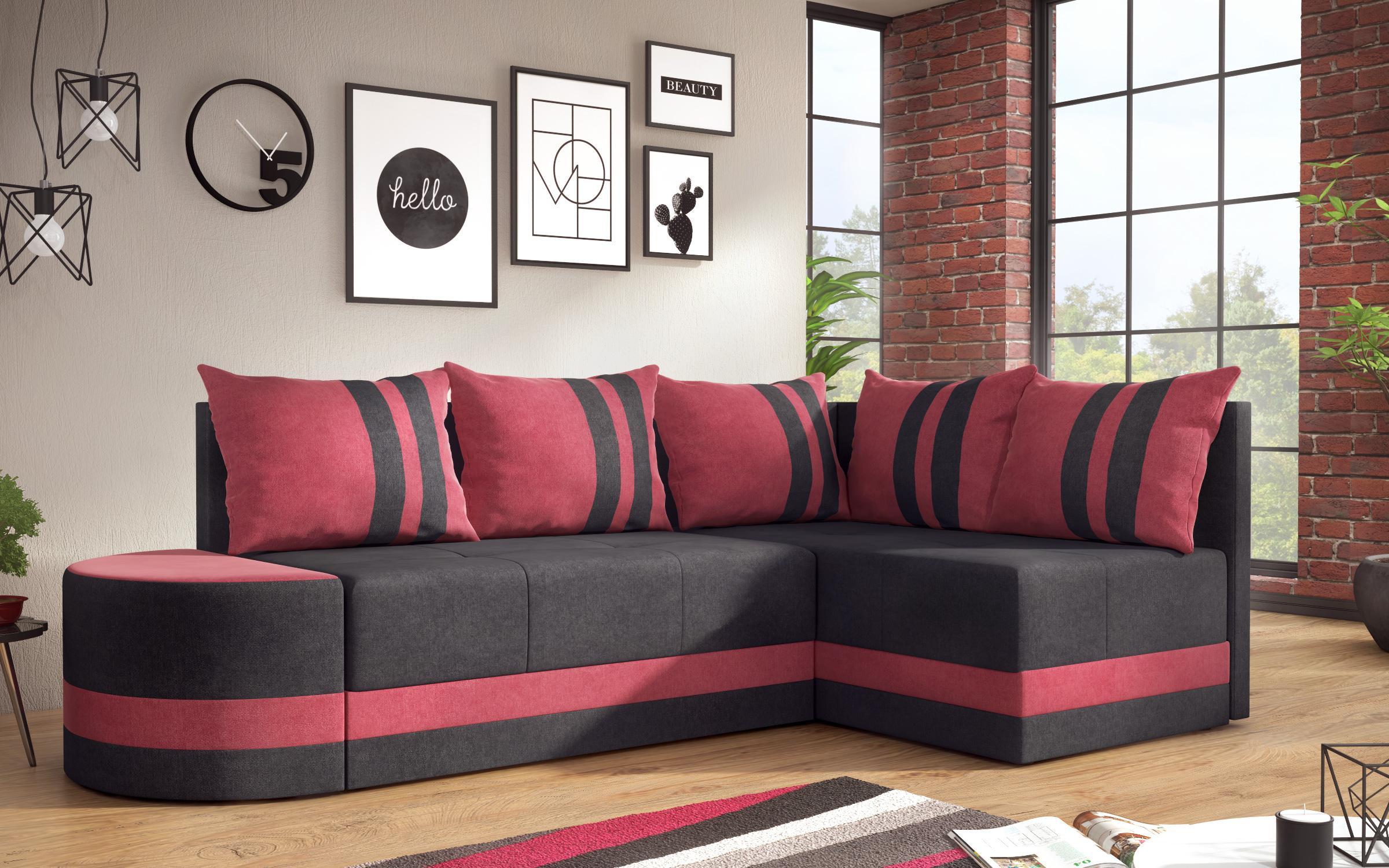 Γωνιακός καναπές – κρεβάτι  Viliyan M, μαύρο + κόκκινο  3