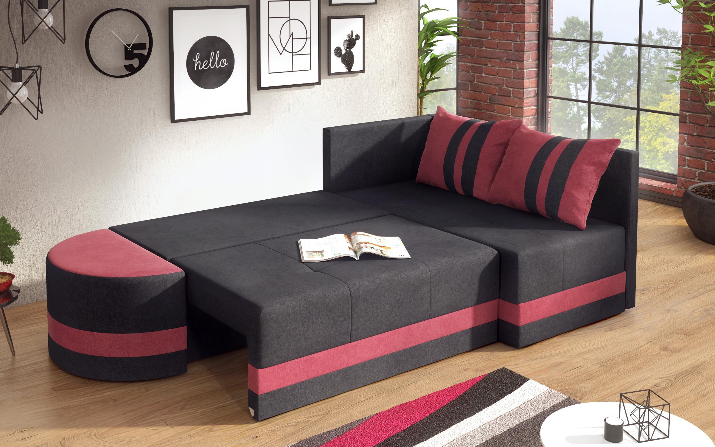Γωνιακός καναπές – κρεβάτι  Viliyan M, μαύρο + κόκκινο  9