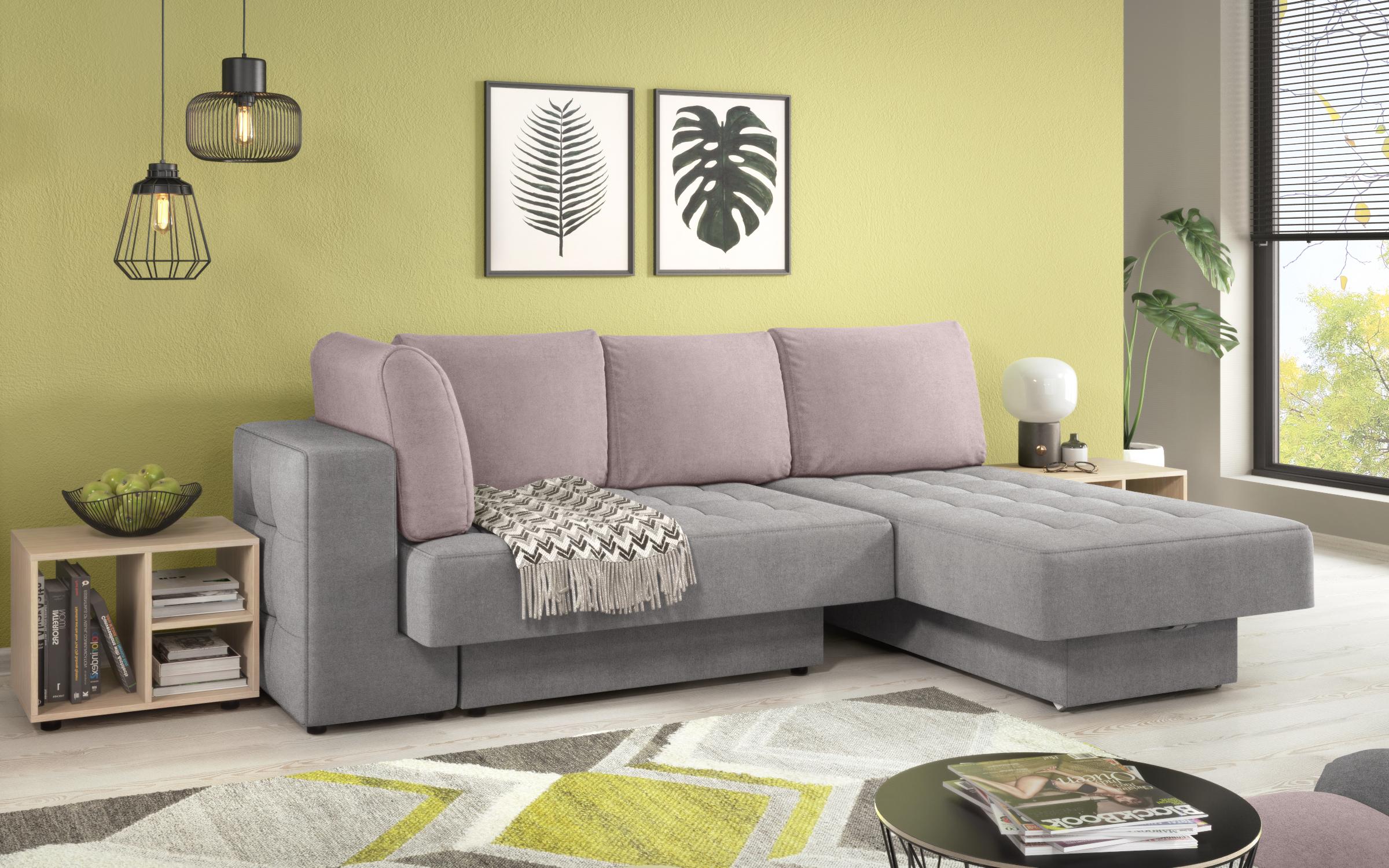 Γωνιακός καναπές Markon, γκρι + ροζ  1
