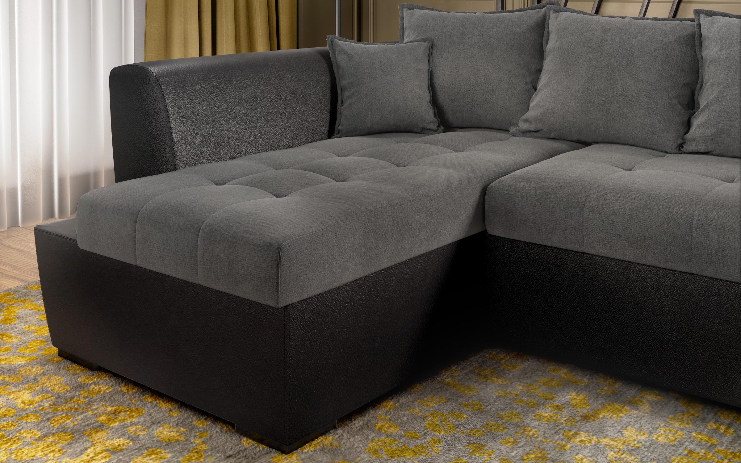 Γωνιακός καναπές Las Vegas II, γκρι + μαύρο δέρμα  10