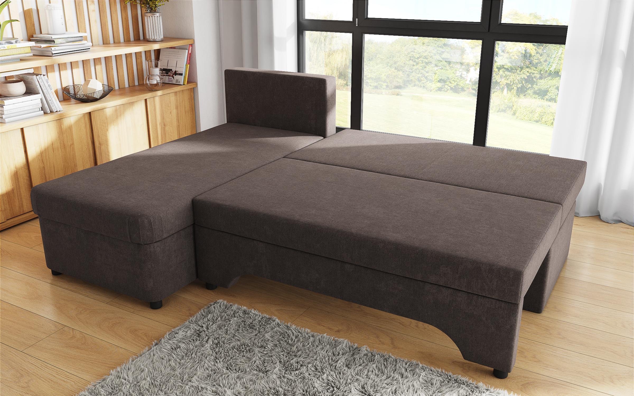 Γωνιακός καναπές – κρεβάτι Neos, καφέ + πορτοκαλί  6