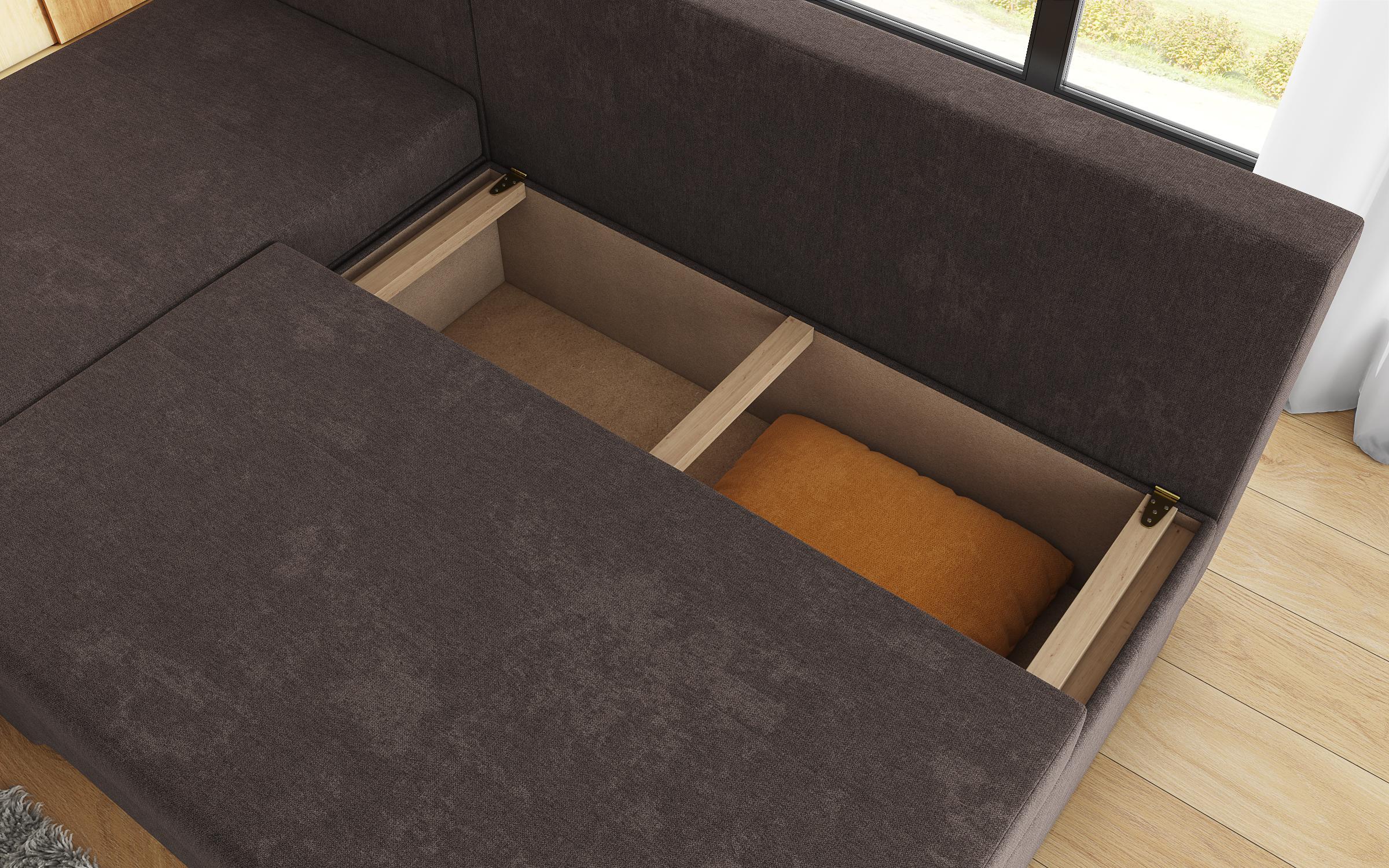 Γωνιακός καναπές – κρεβάτι Neos, καφέ + πορτοκαλί  7