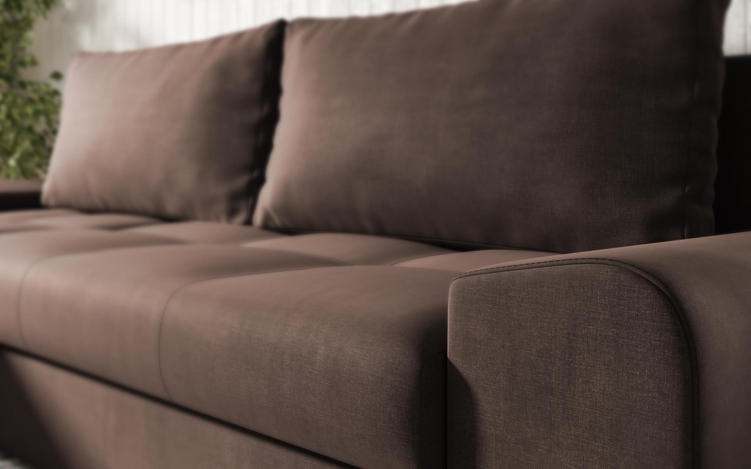 Γωνιακός καναπές - κρεβάτι Agrano, σκούρο καφέ  4