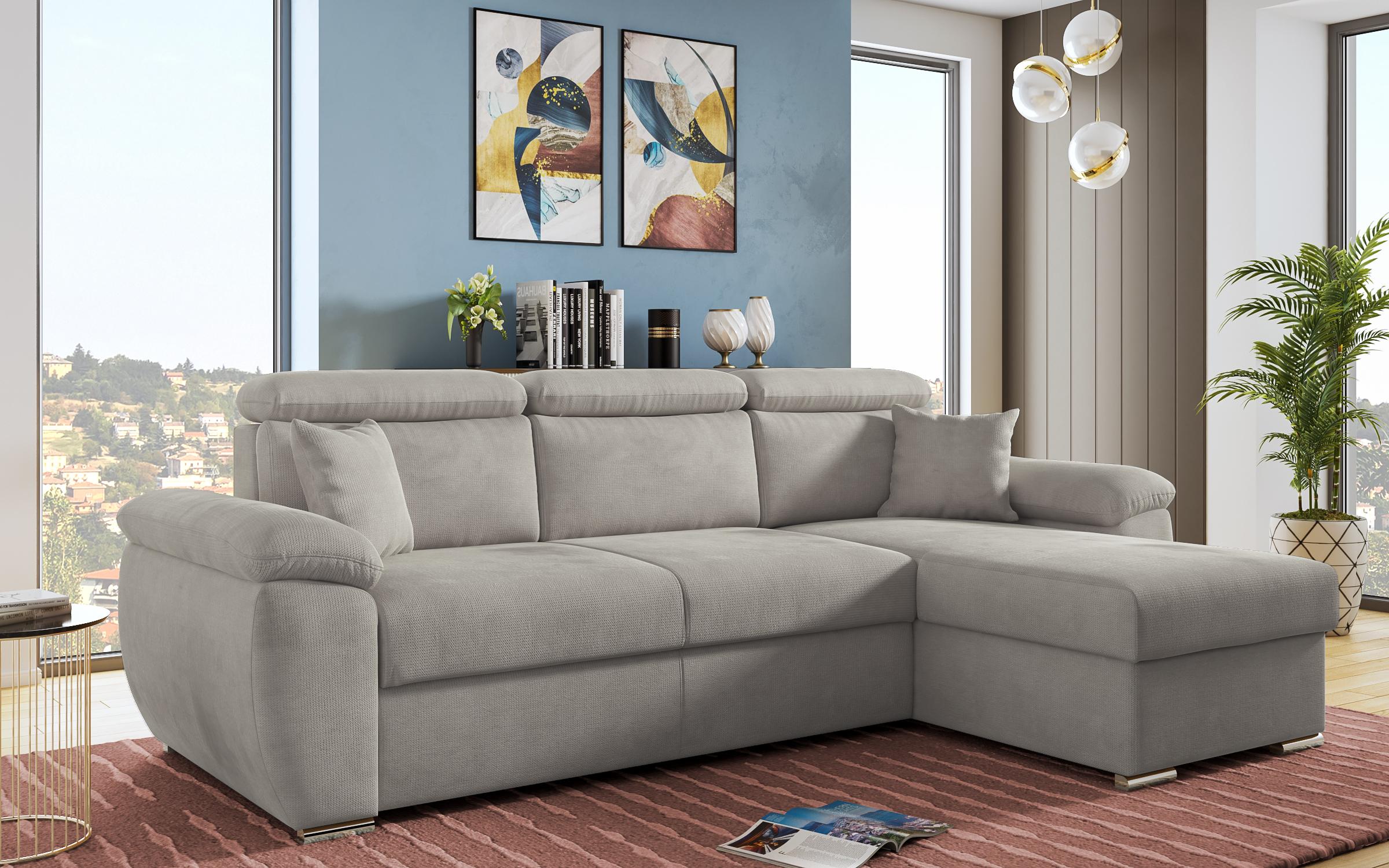 Γωνιακός καναπές – κρεβάτι Andielo Lux, ανοιχτό μπεζ  3