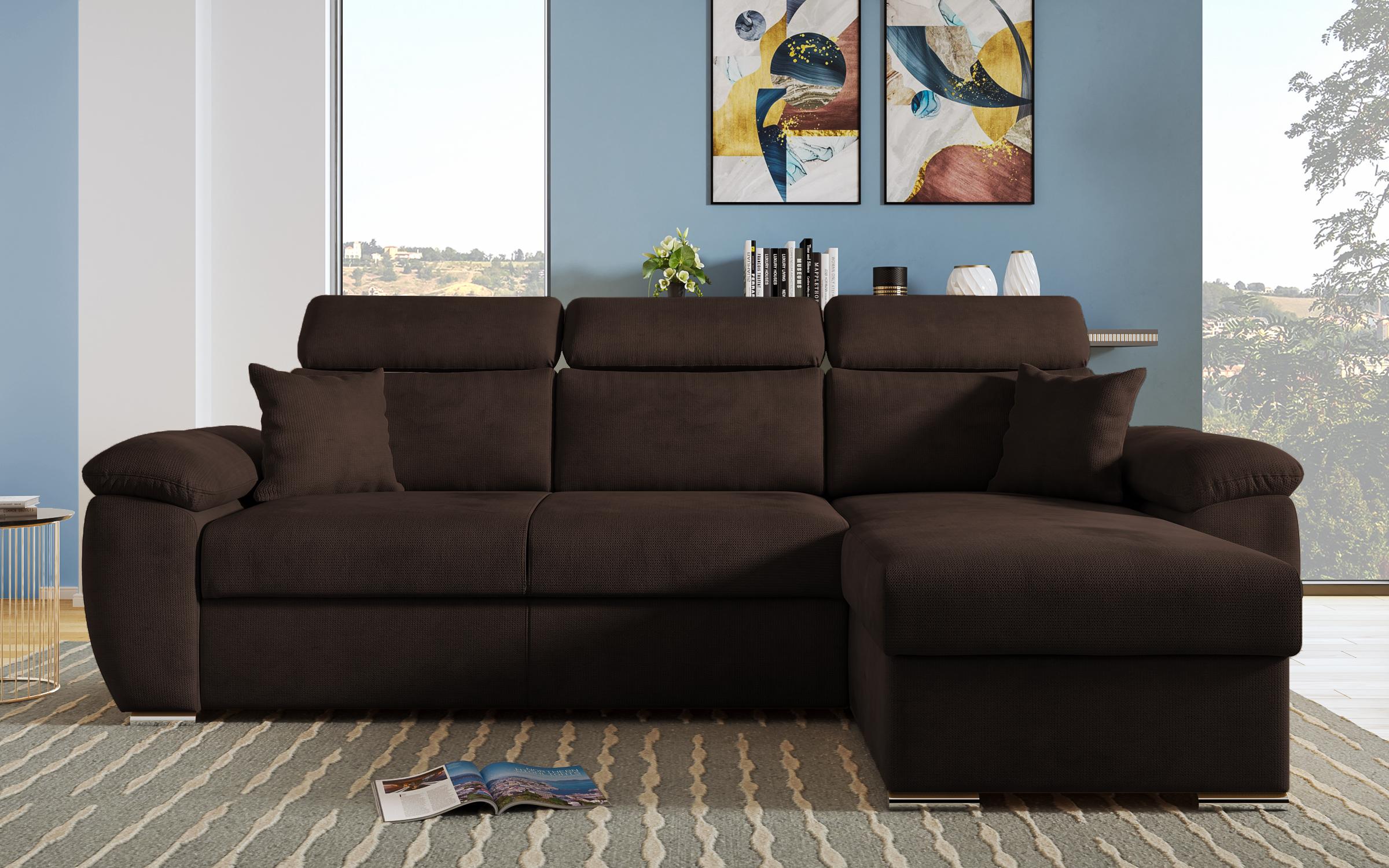 Γωνιακός καναπές – κρεβάτι Andielo Lux, σκούρο καφέ  1