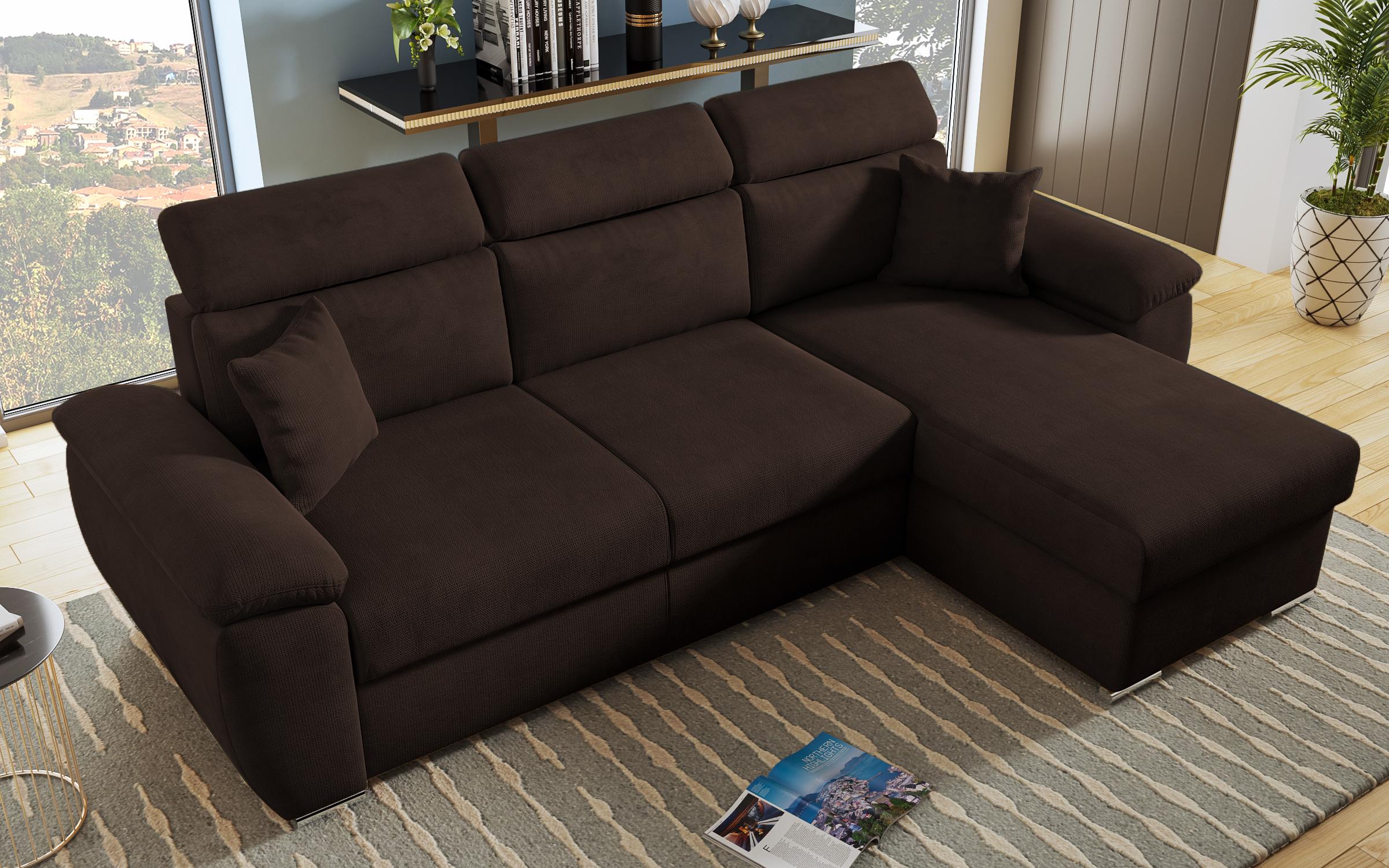 Γωνιακός καναπές – κρεβάτι Andielo Lux, σκούρο καφέ  5