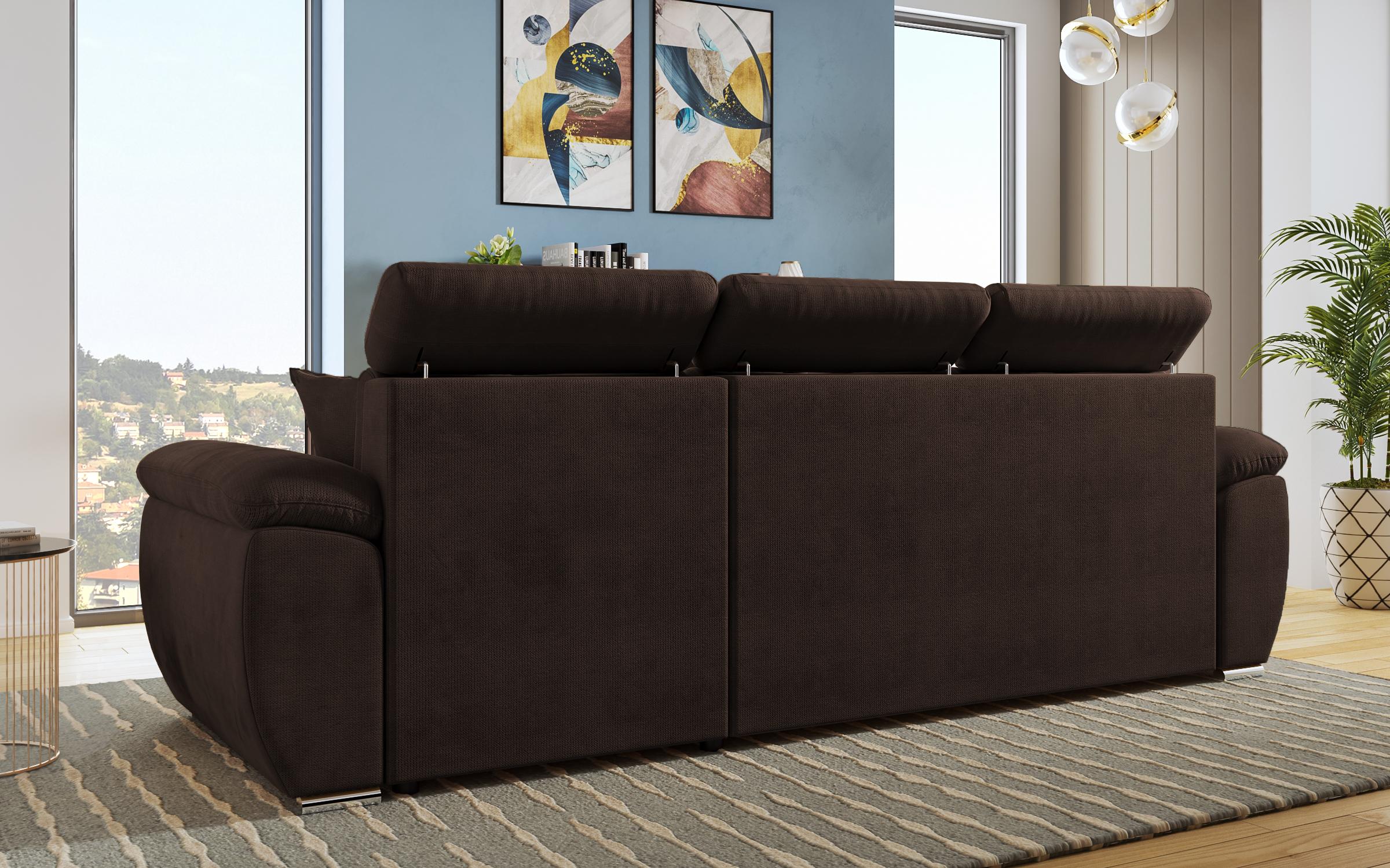 Γωνιακός καναπές – κρεβάτι Andielo Lux, σκούρο καφέ  6