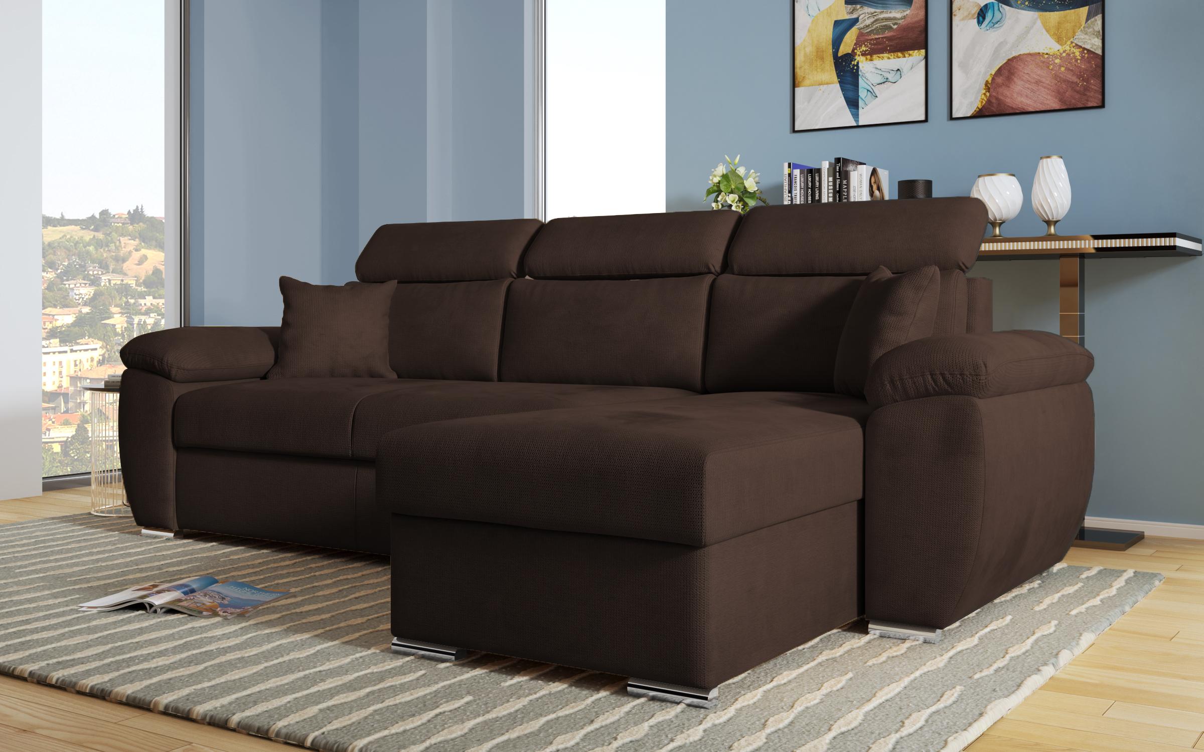 Γωνιακός καναπές – κρεβάτι Andielo Lux, σκούρο καφέ  7