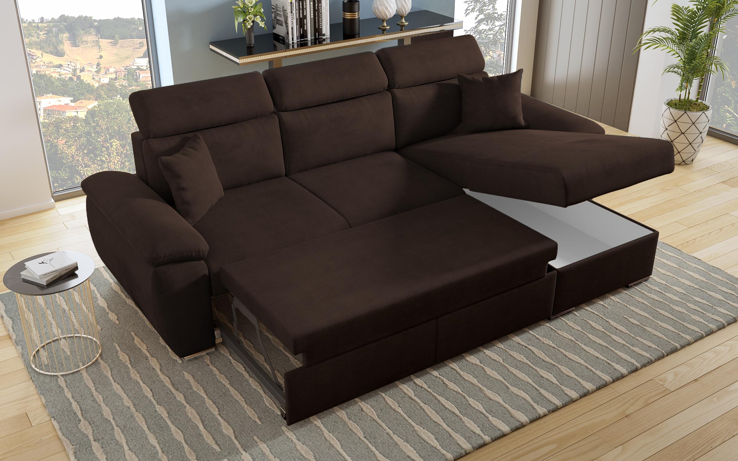 Γωνιακός καναπές – κρεβάτι Andielo Lux, σκούρο καφέ  8