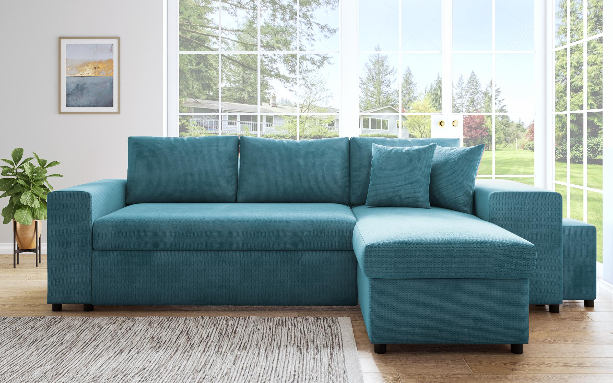 Γωνιακός καναπές + 2 σκαμπό Arden, μπλε  1