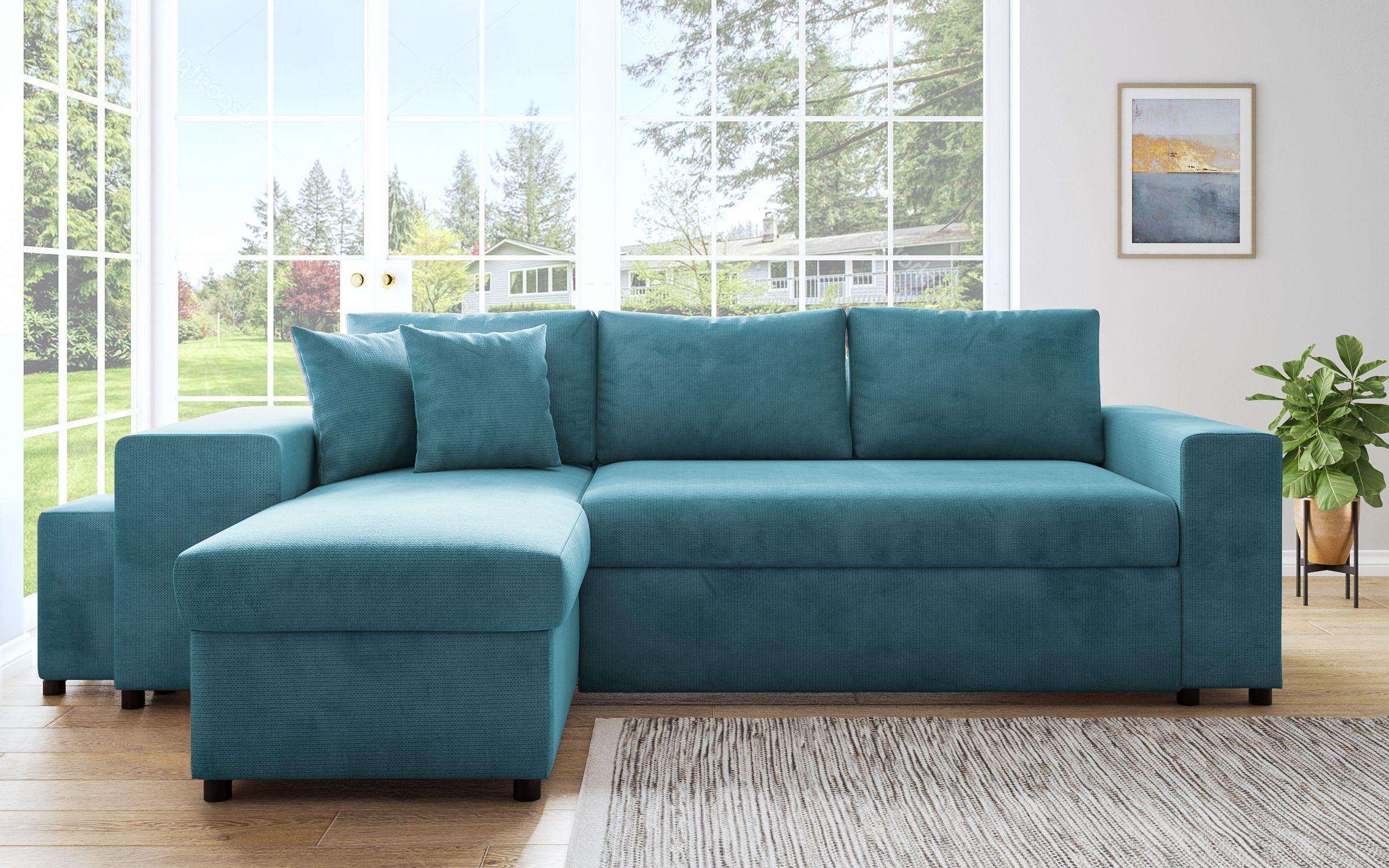Γωνιακός καναπές + 2 σκαμπό Arden, μπλε  1