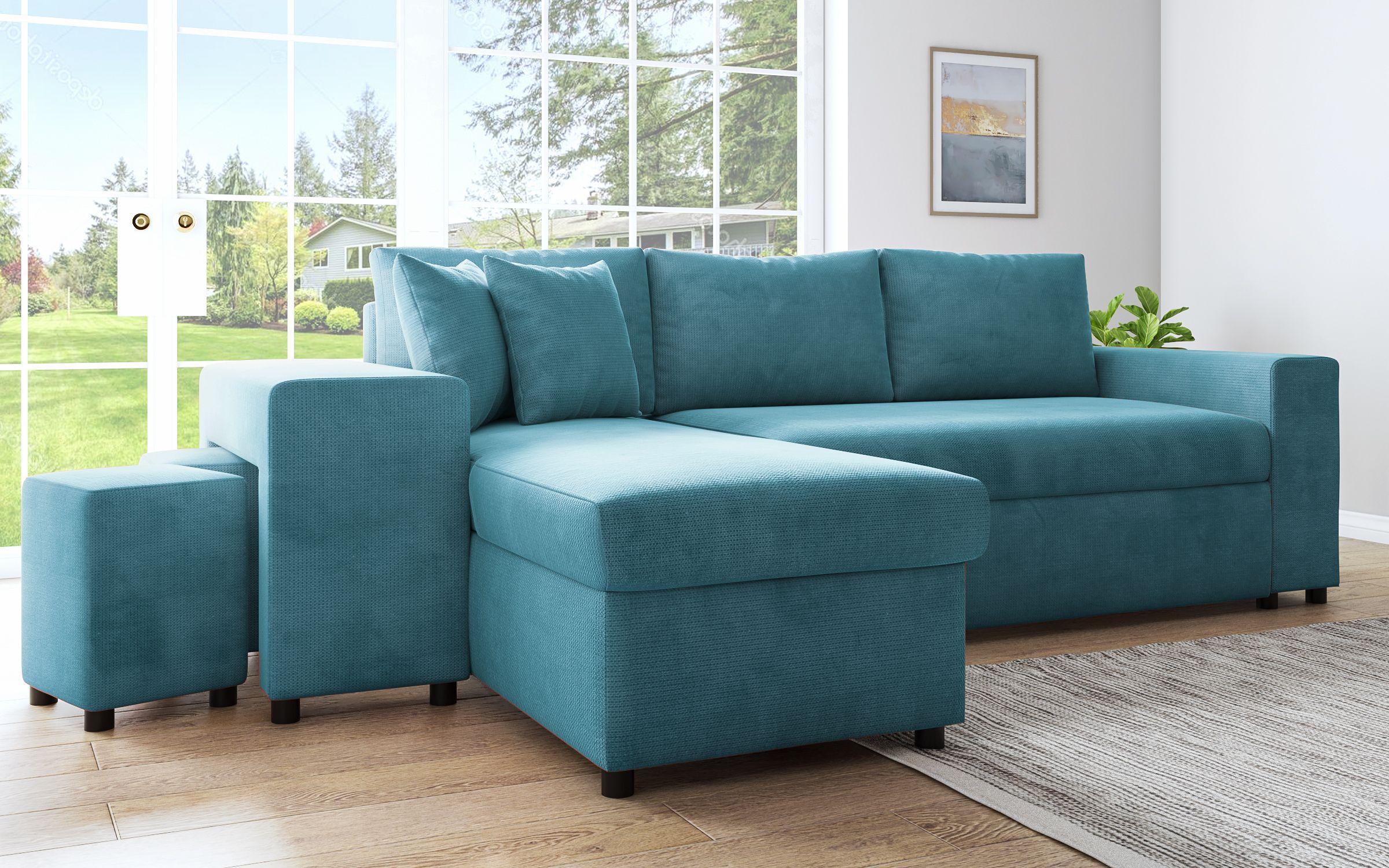 Γωνιακός καναπές + 2 σκαμπό Arden, μπλε  6