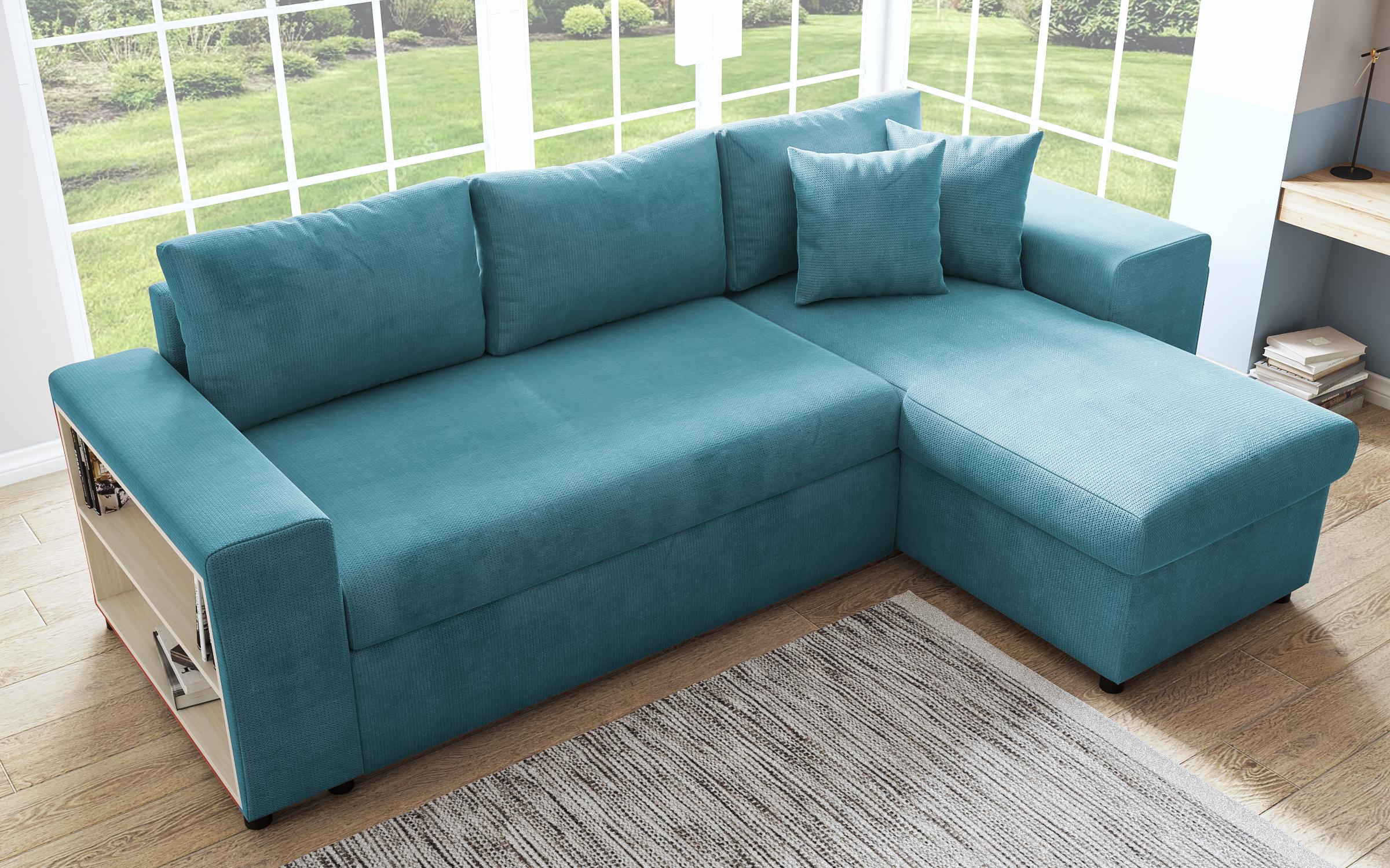 Γωνιακός καναπές + 2 σκαμπό Arden, μπλε  8