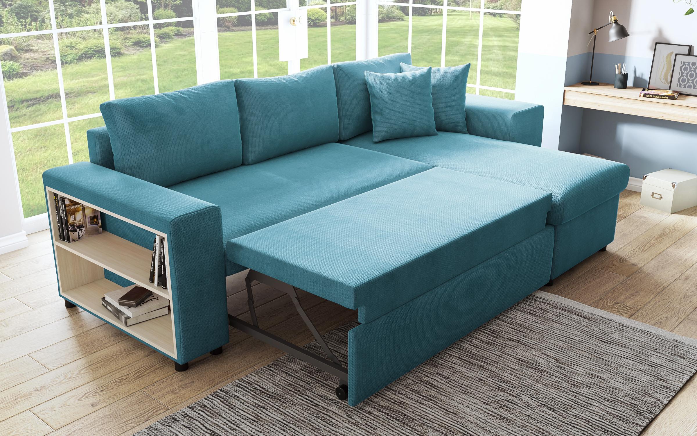 Γωνιακός καναπές + 2 σκαμπό Arden, μπλε  9
