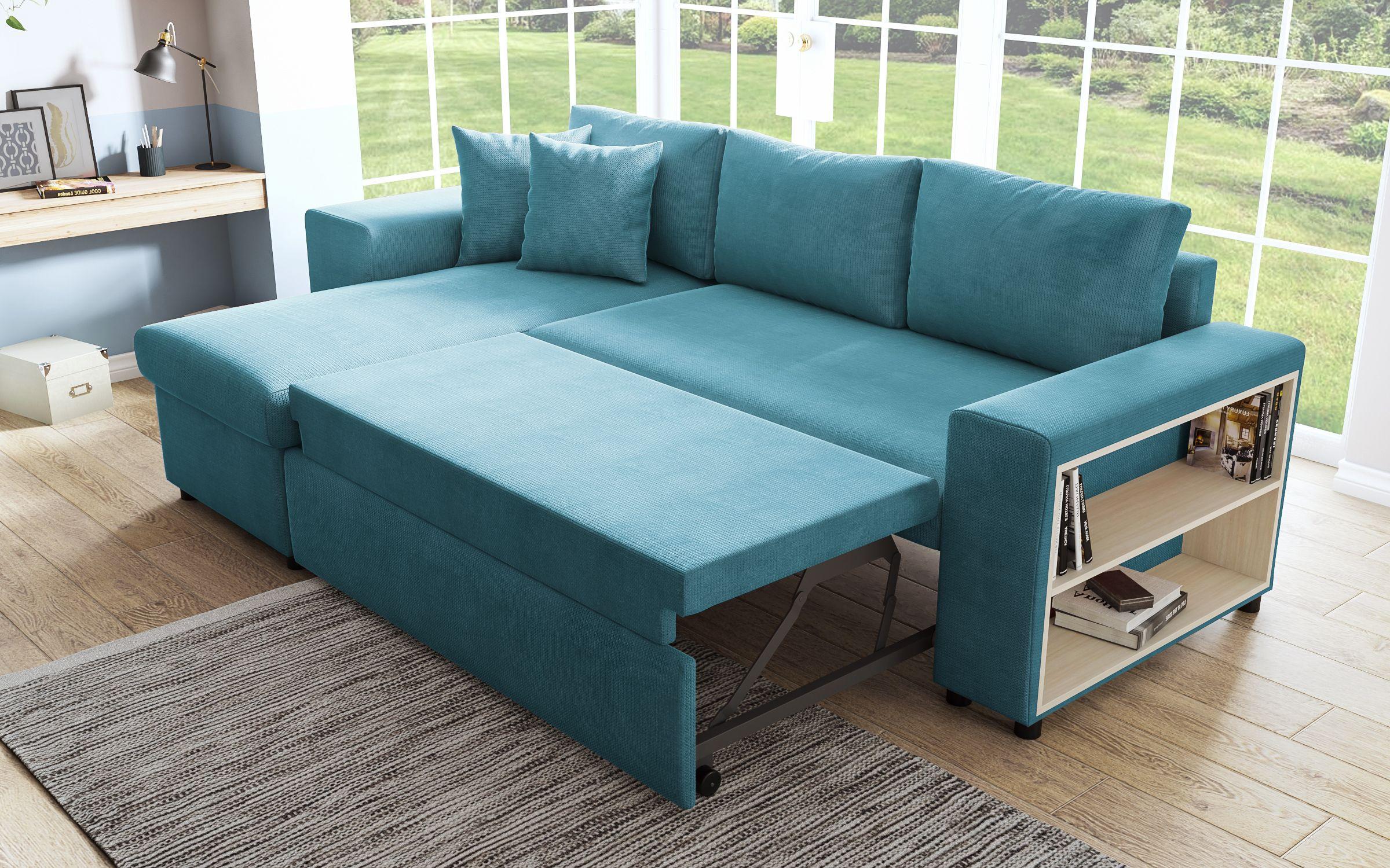 Γωνιακός καναπές + 2 σκαμπό Arden, μπλε  9