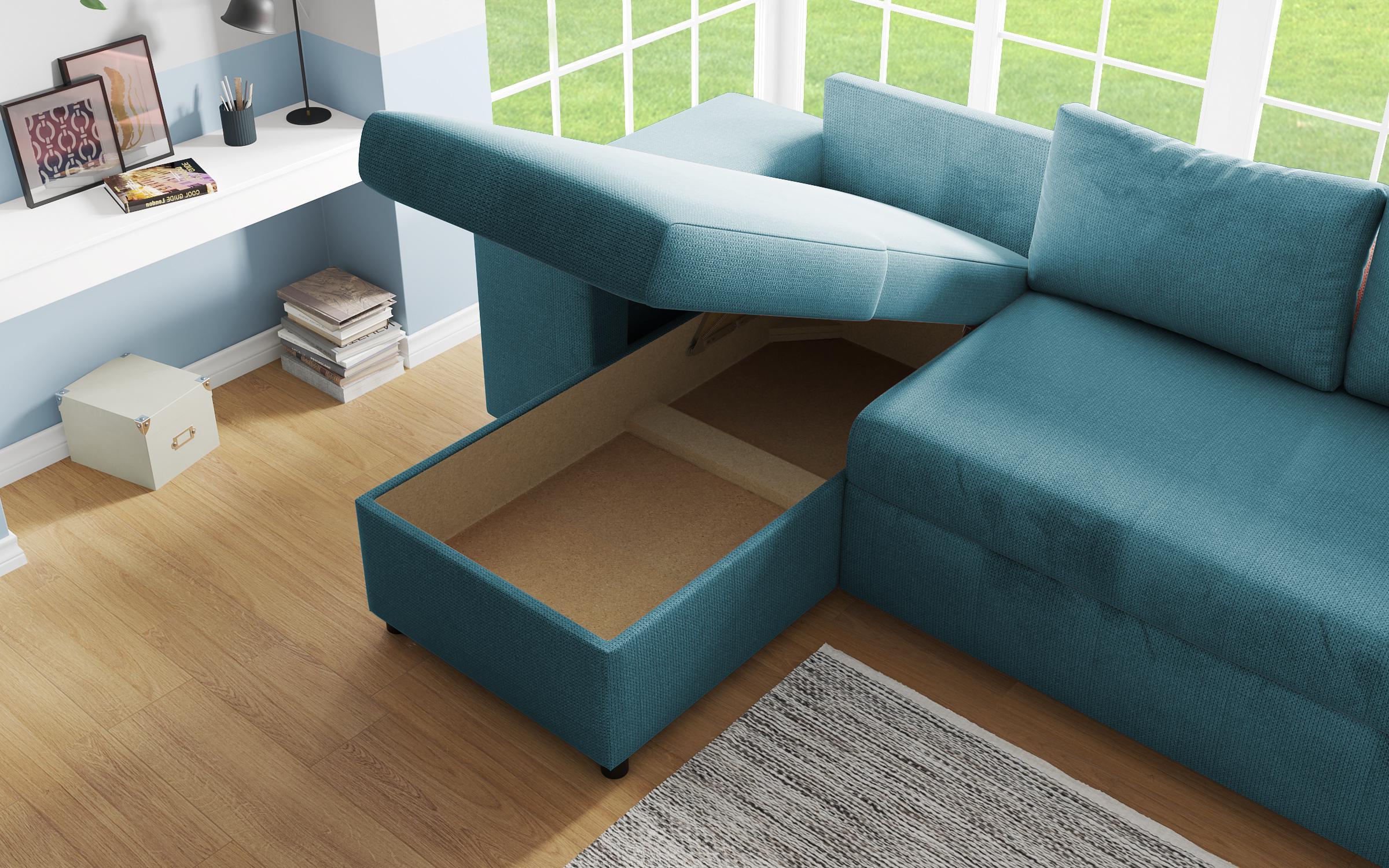Γωνιακός καναπές + 2 σκαμπό Arden, μπλε  10