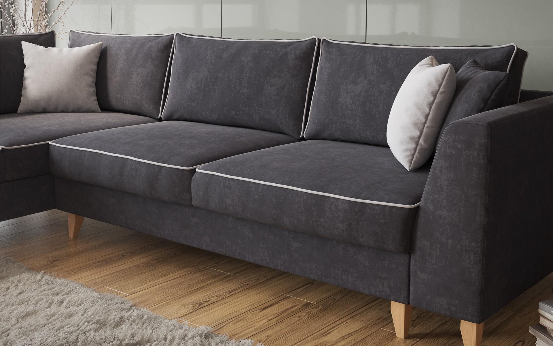 Γωνιακός καναπές - κρεβάτι Bolonia, σκούρο γκρι + ανοιχτό γκρι  4