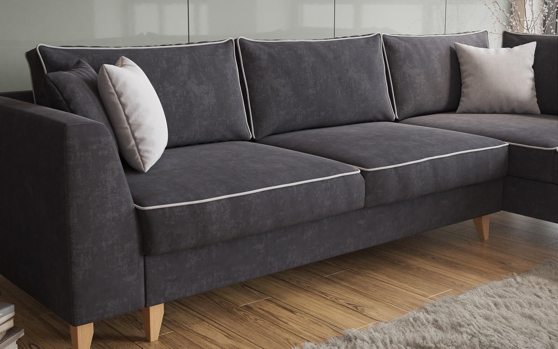 Γωνιακός καναπές - κρεβάτι Bolonia, σκούρο γκρι + ανοιχτό γκρι  4