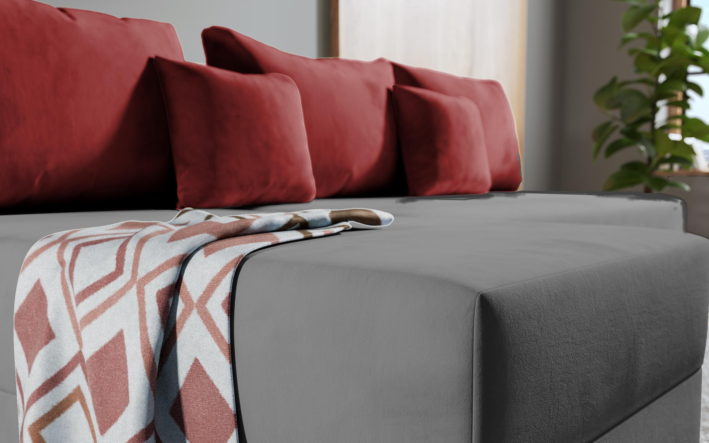 Γωνιακός καναπές – κρεβάτι Dafini, γκρι + κόκκινο  5