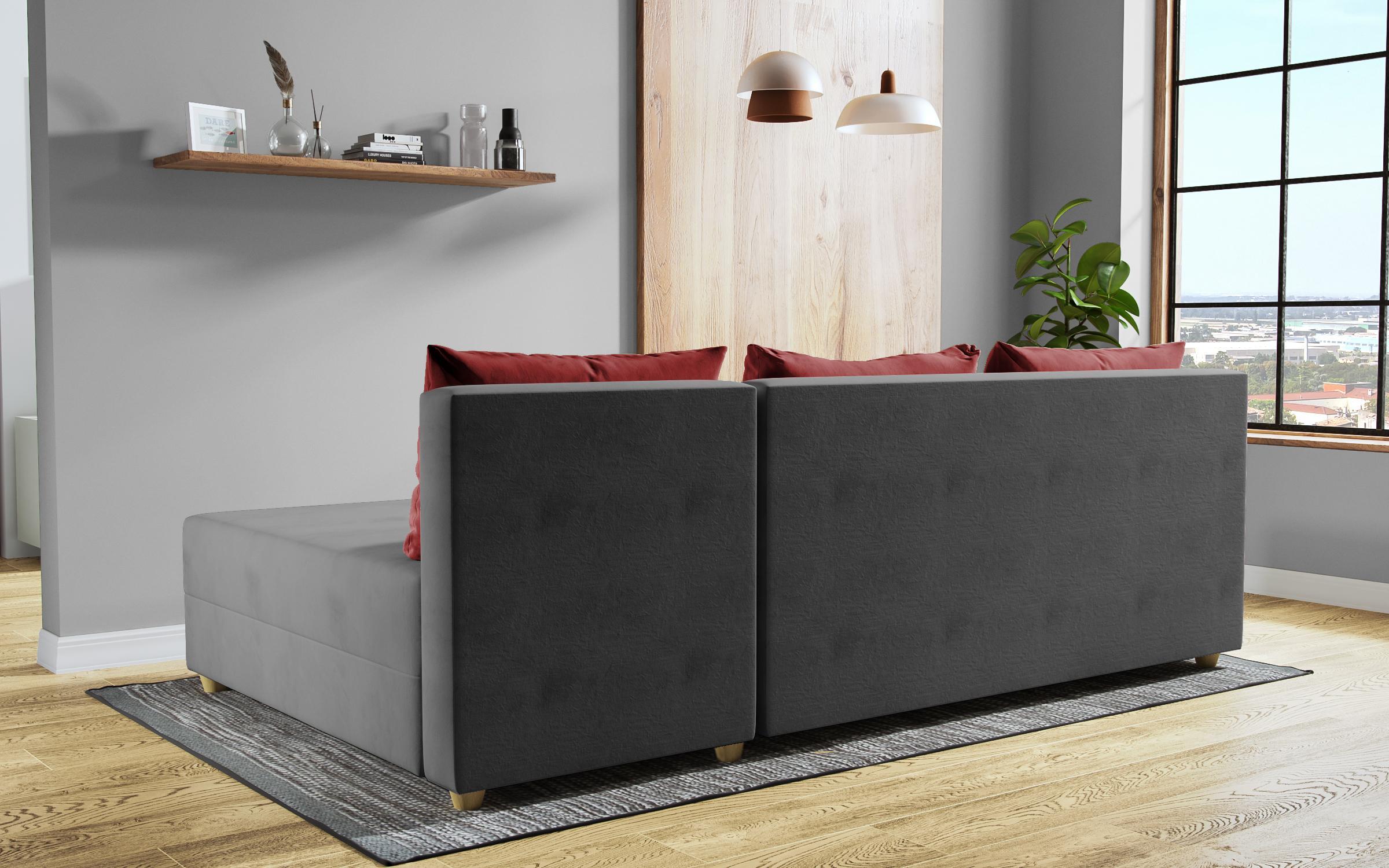 Γωνιακός καναπές – κρεβάτι Dafini, γκρι + κόκκινο  6