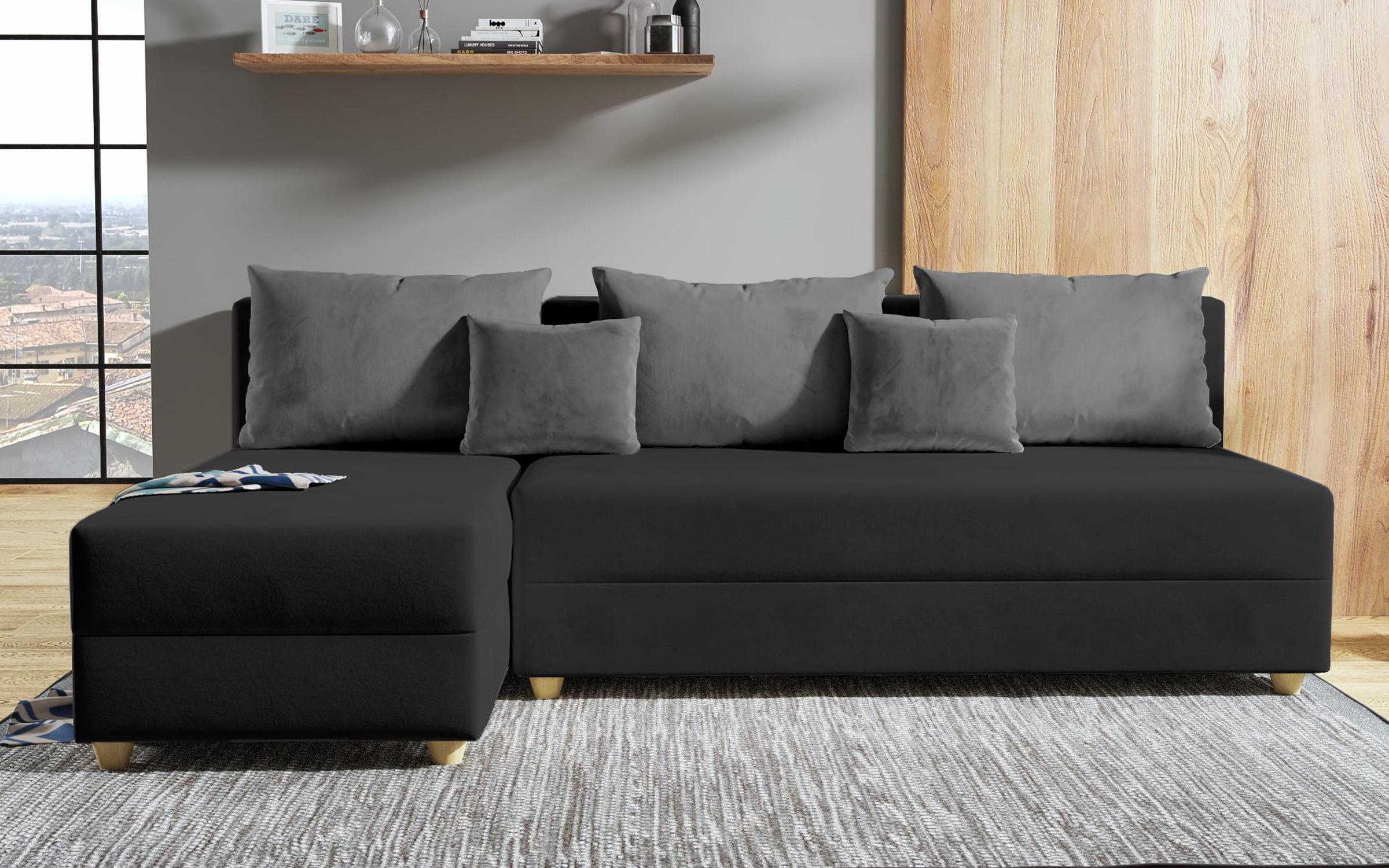 Γωνιακός καναπές – κρεβάτι Dafini, γραφίτης + γκρι  3