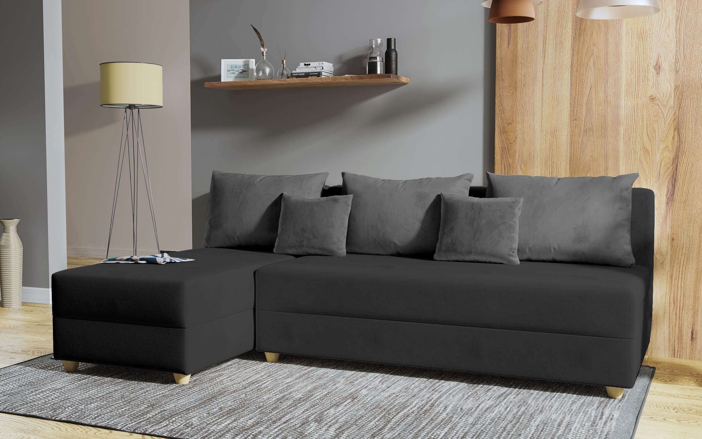 Γωνιακός καναπές – κρεβάτι Dafini, γραφίτης + γκρι  5