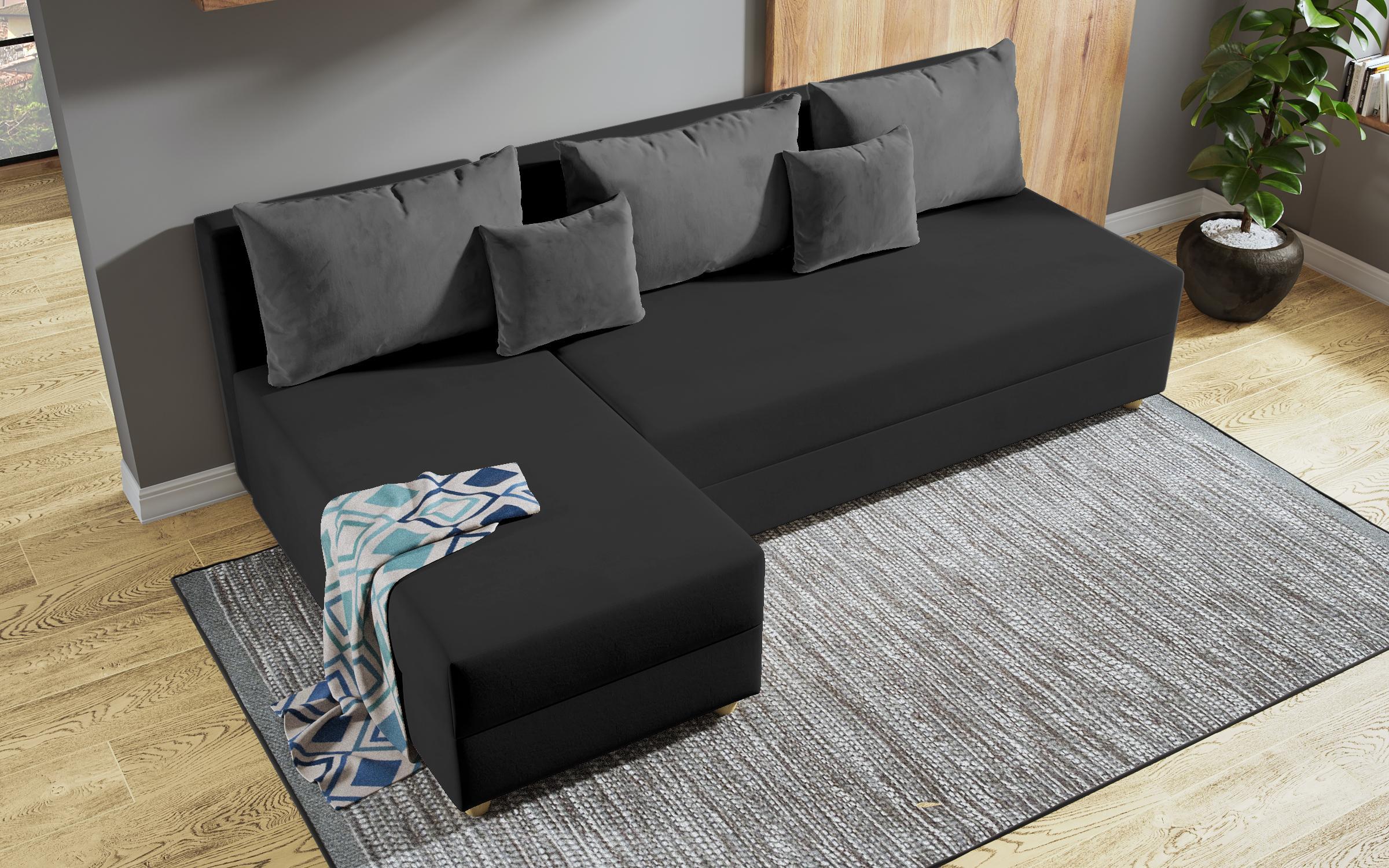 Γωνιακός καναπές – κρεβάτι Dafini, γραφίτης + γκρι  6