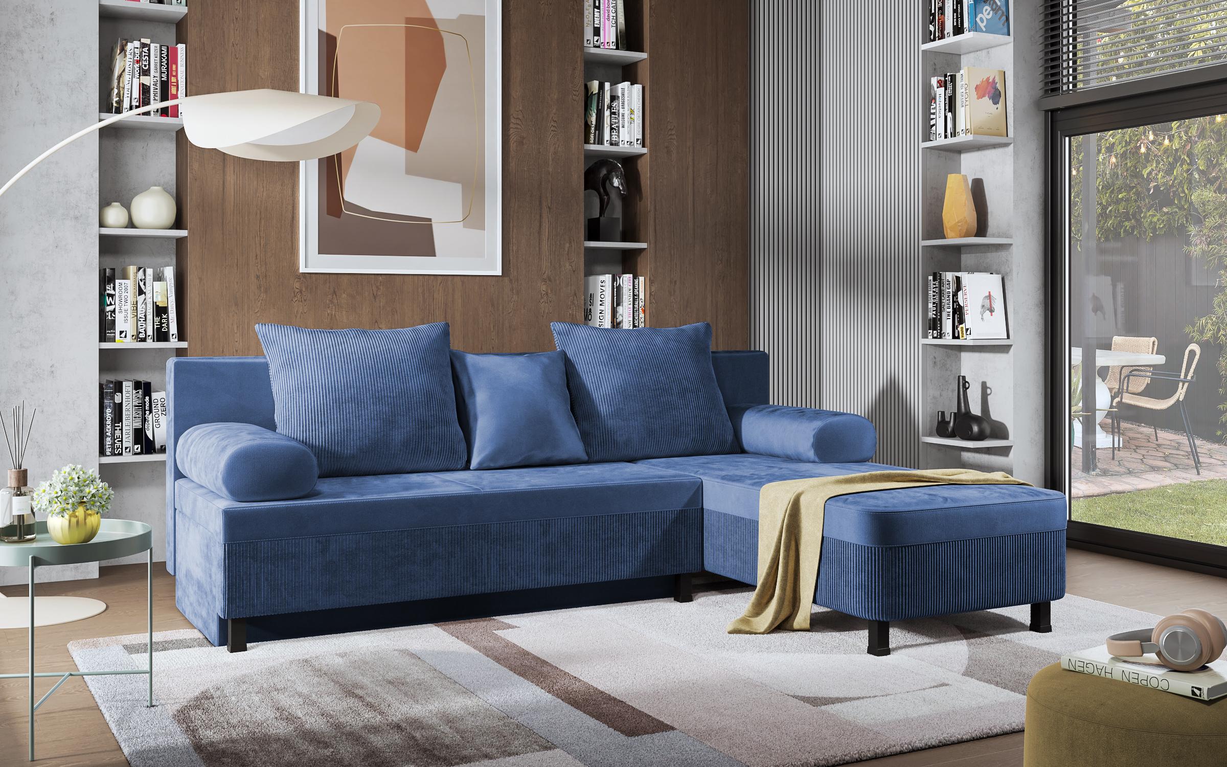 Γωνιακός καναπές Delano, μπλε  3