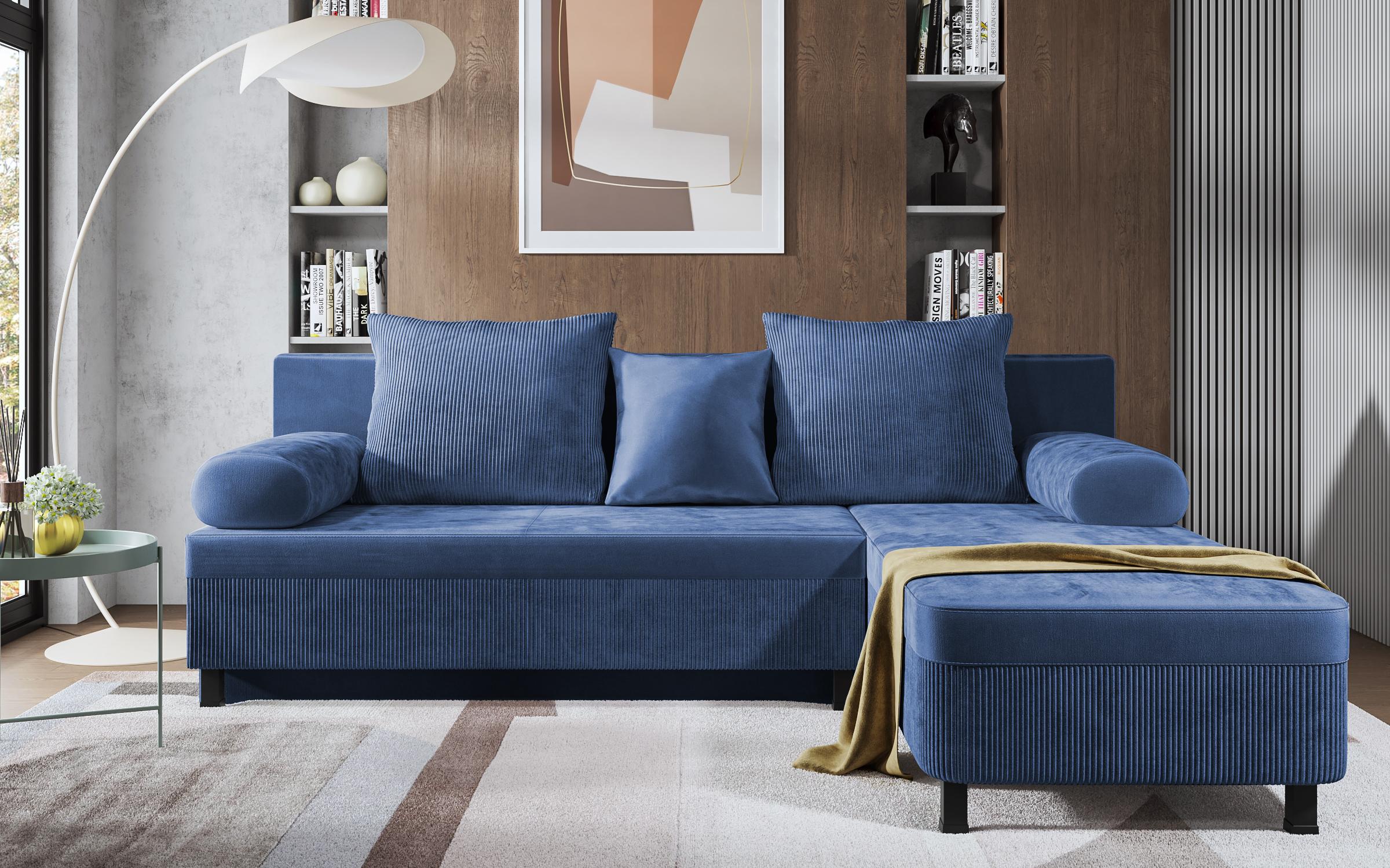 Γωνιακός καναπές Delano, μπλε  1