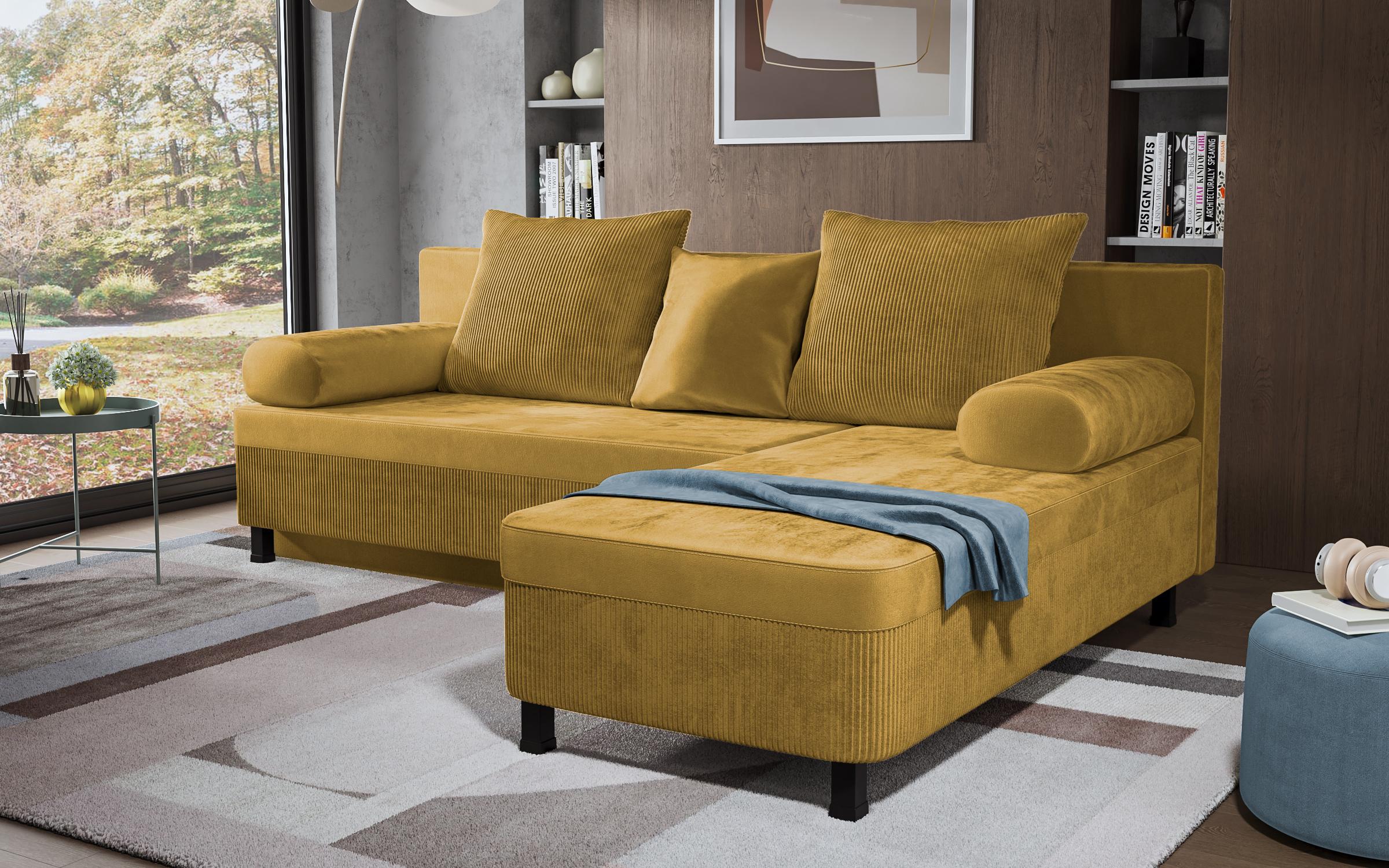 Γωνιακός καναπές Delano, μουσταρδί  5