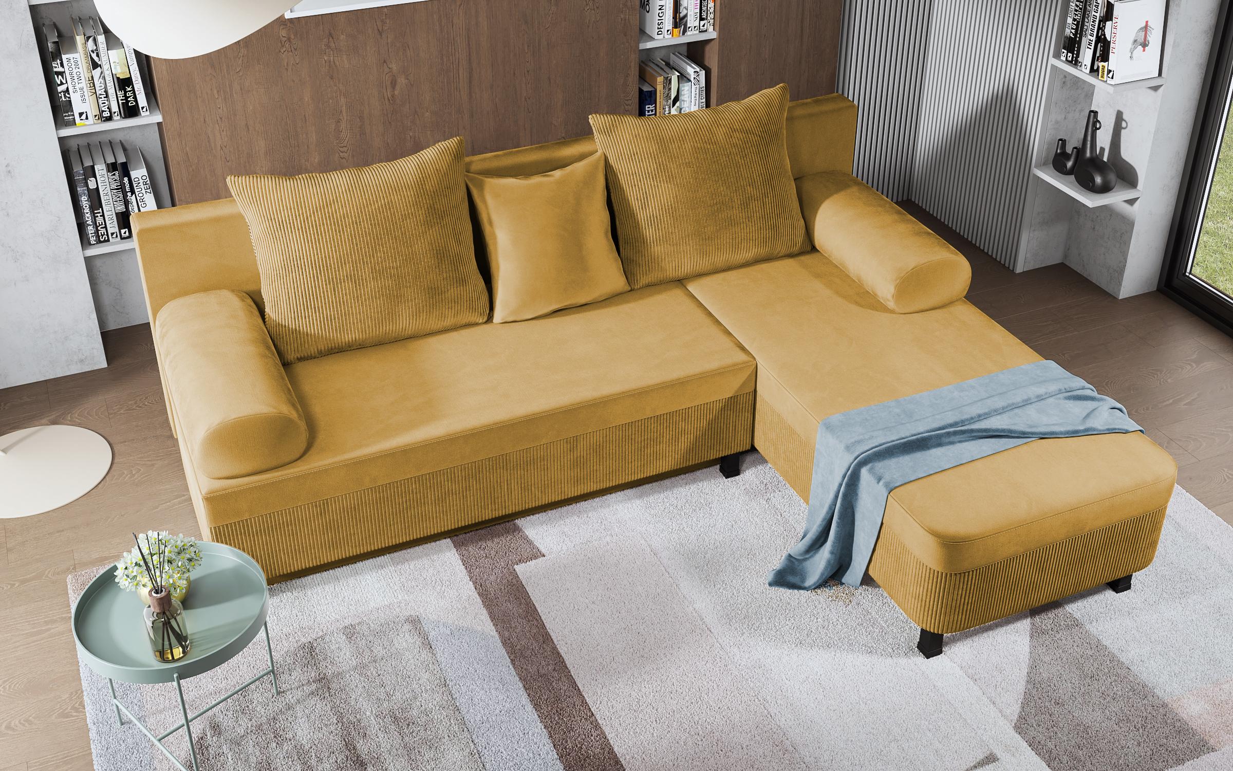 Γωνιακός καναπές Delano, μουσταρδί  4