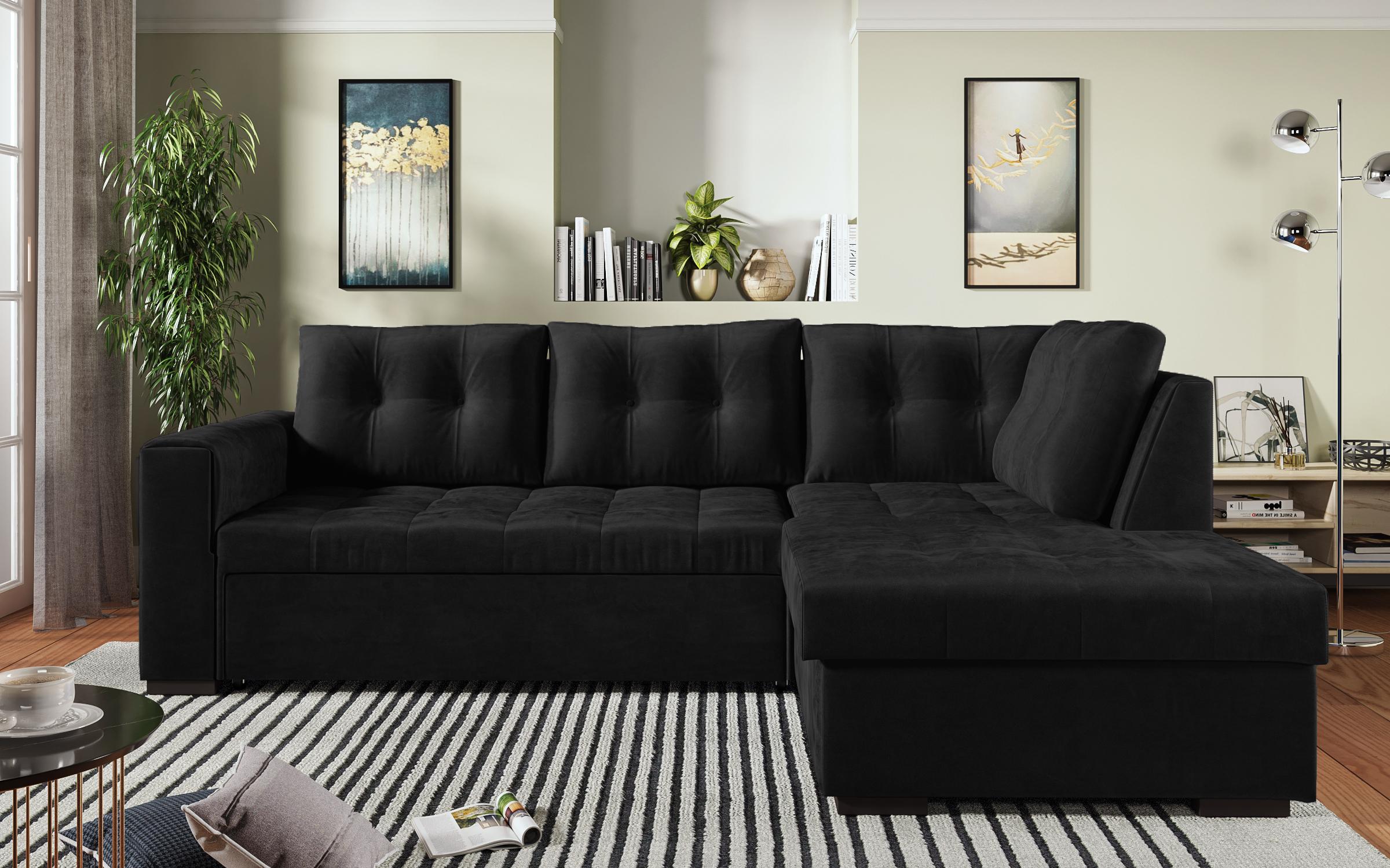 Γωνιακός καναπές κρεβάτι  Delant, σκούρο γκρι  1