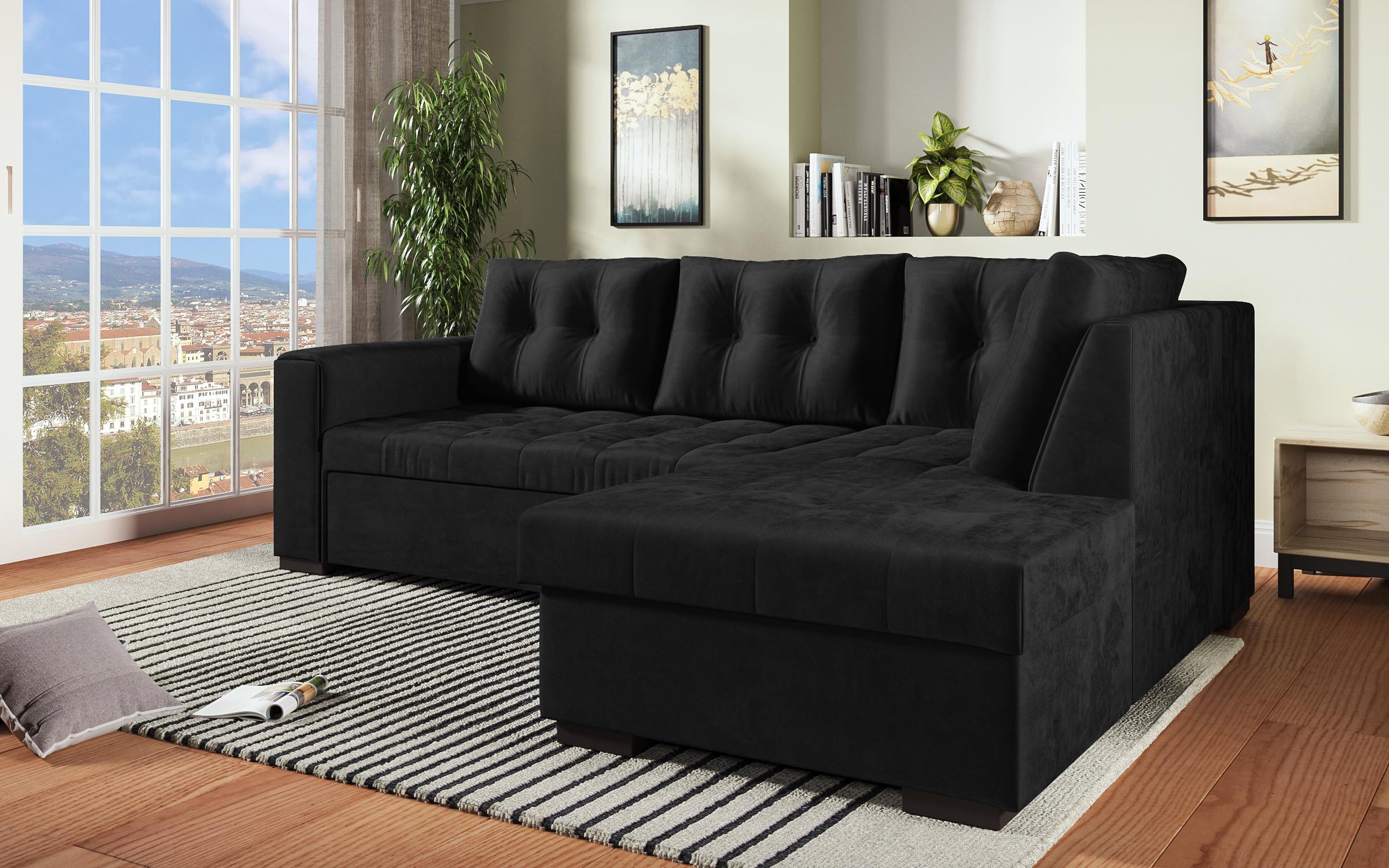 Γωνιακός καναπές κρεβάτι  Delant, σκούρο γκρι  2