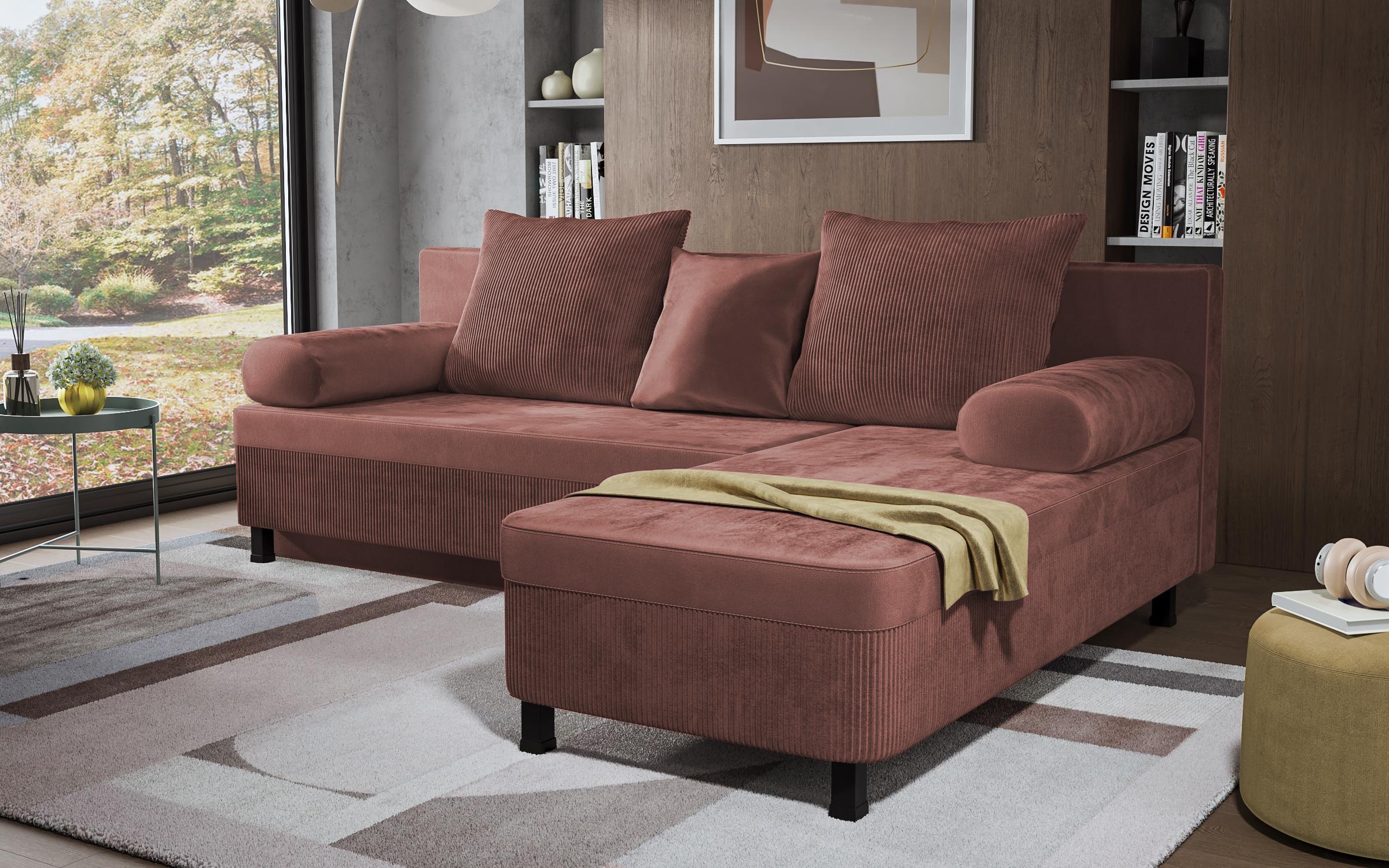 Γωνιακός καναπές Delano, ροζ  5