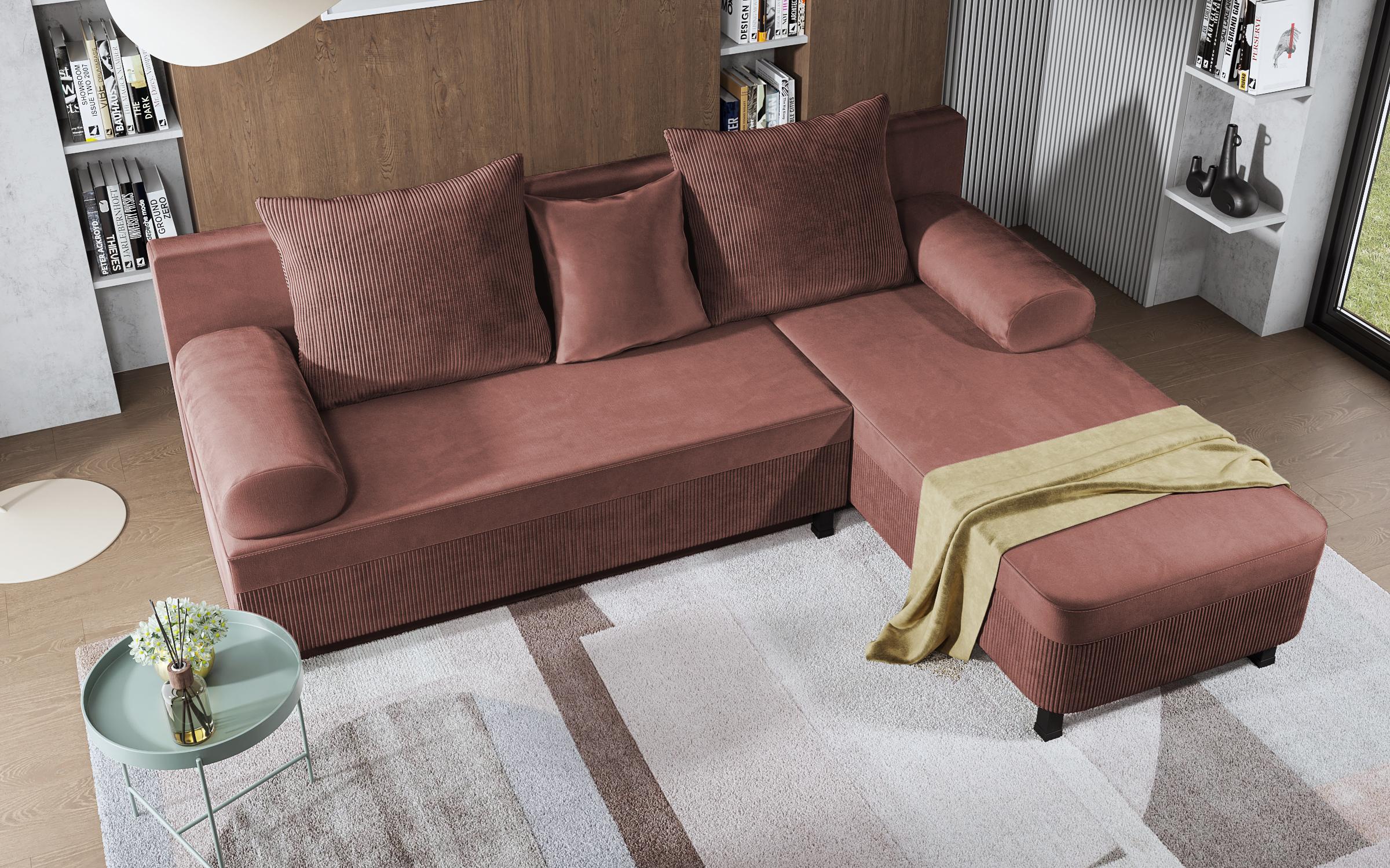 Γωνιακός καναπές Delano, ροζ  4