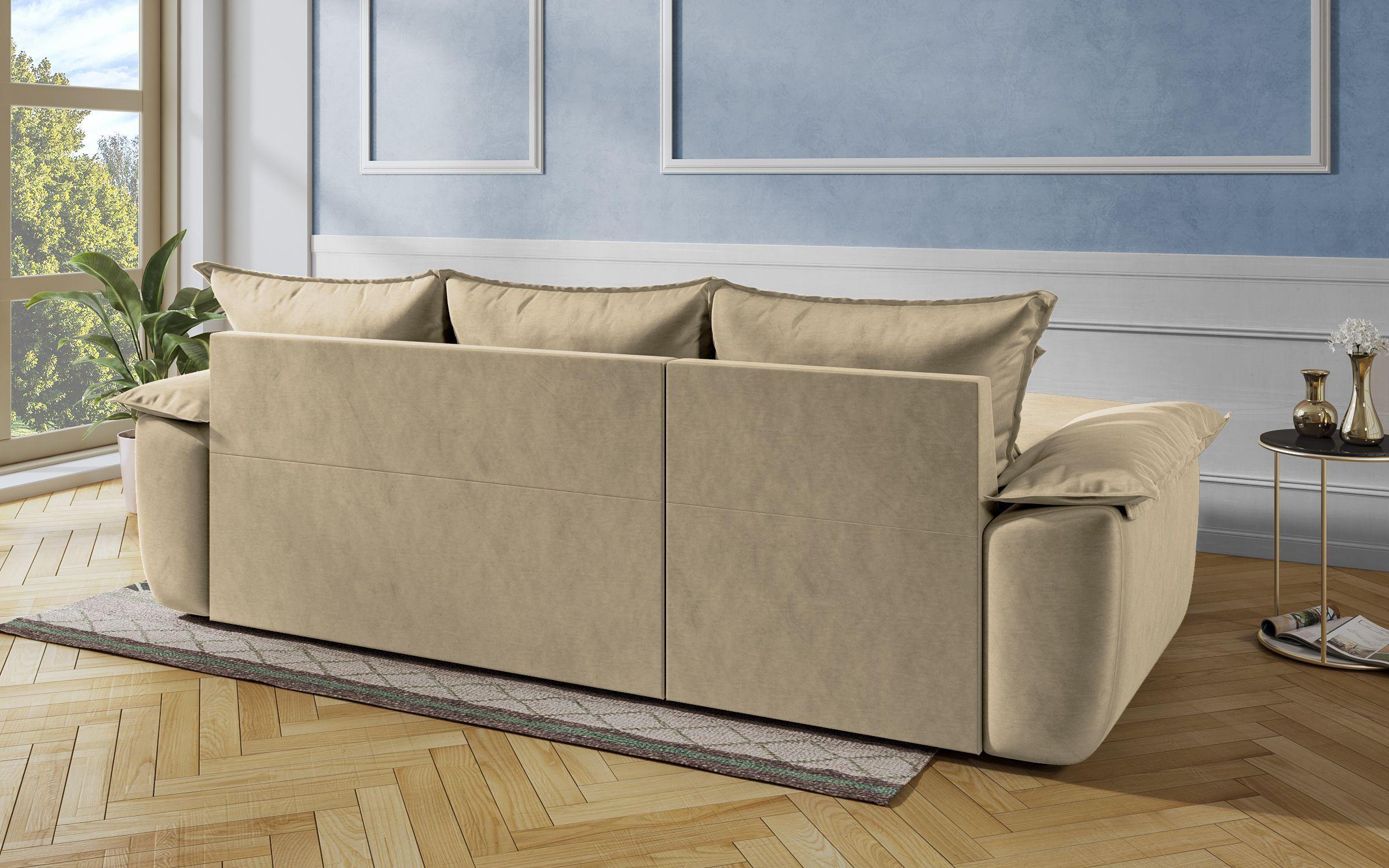 Γωνιακός καναπές - κρεβάτι Elzas, ανοιχτό μπεζ  6