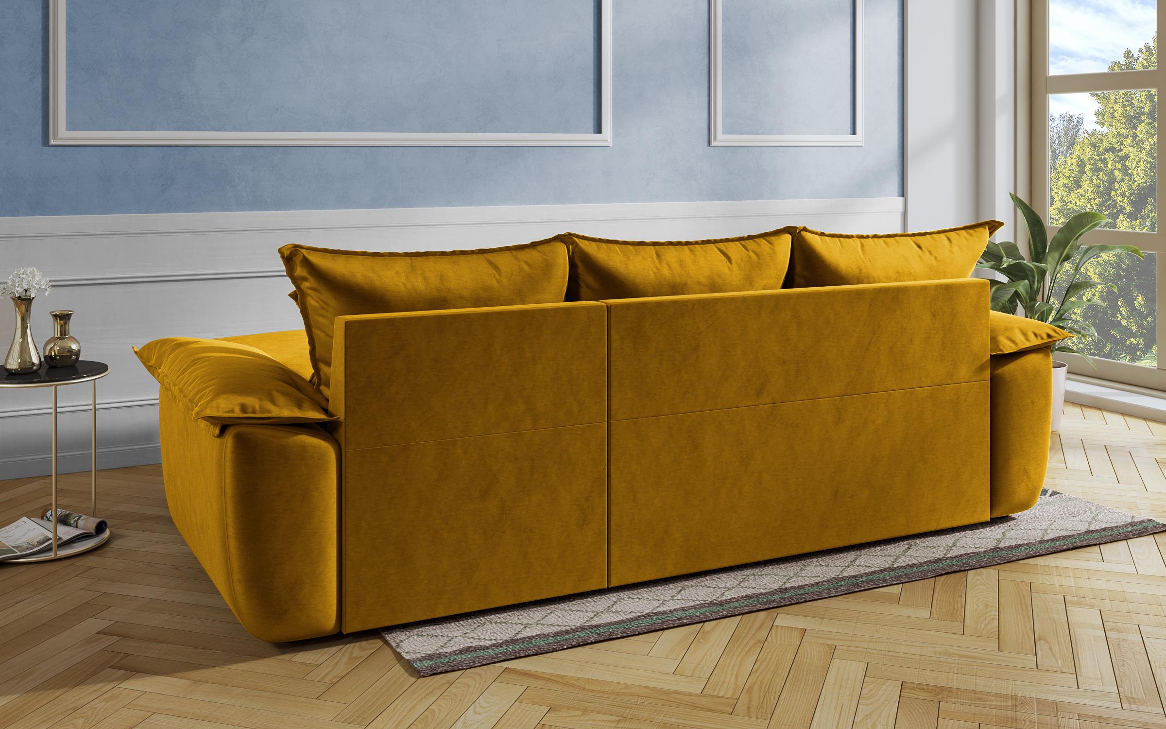 Γωνιακός καναπές - κρεβάτι Elzas, μουσταρδί  7