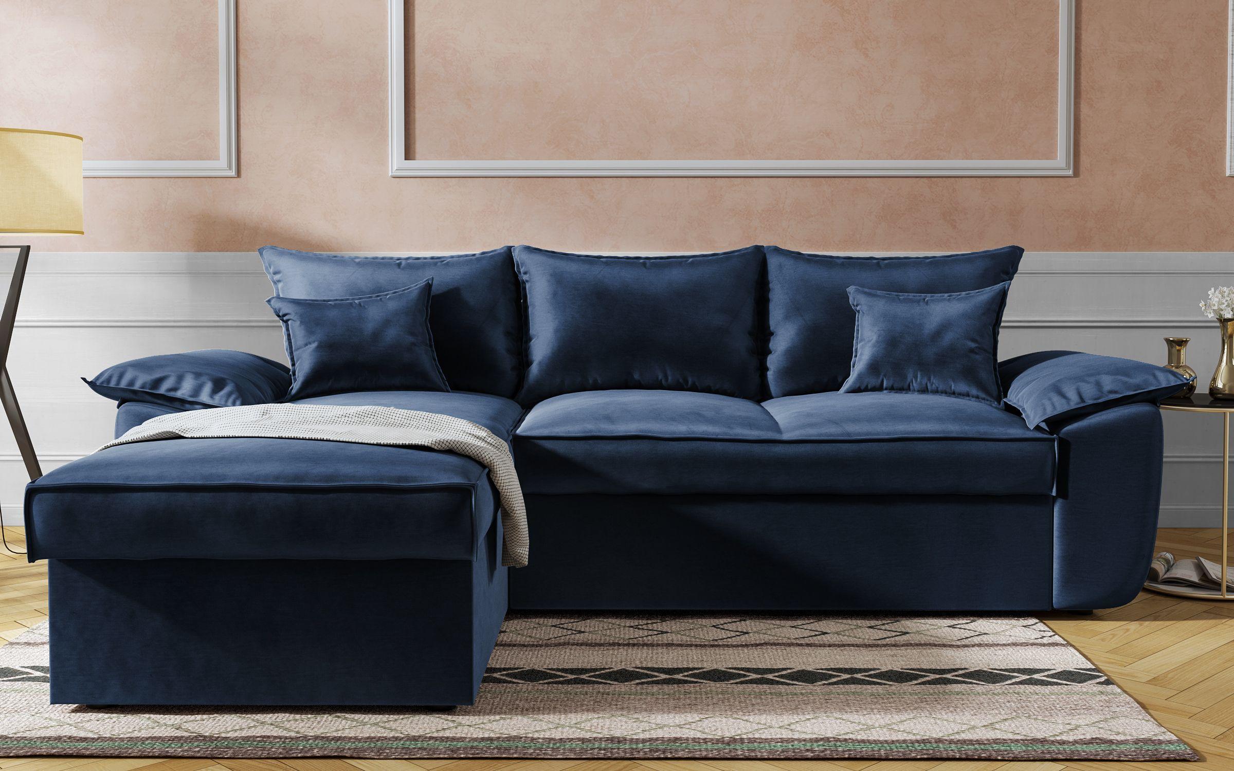 Γωνιακός καναπές - κρεβάτι Elzas, μπλε  1