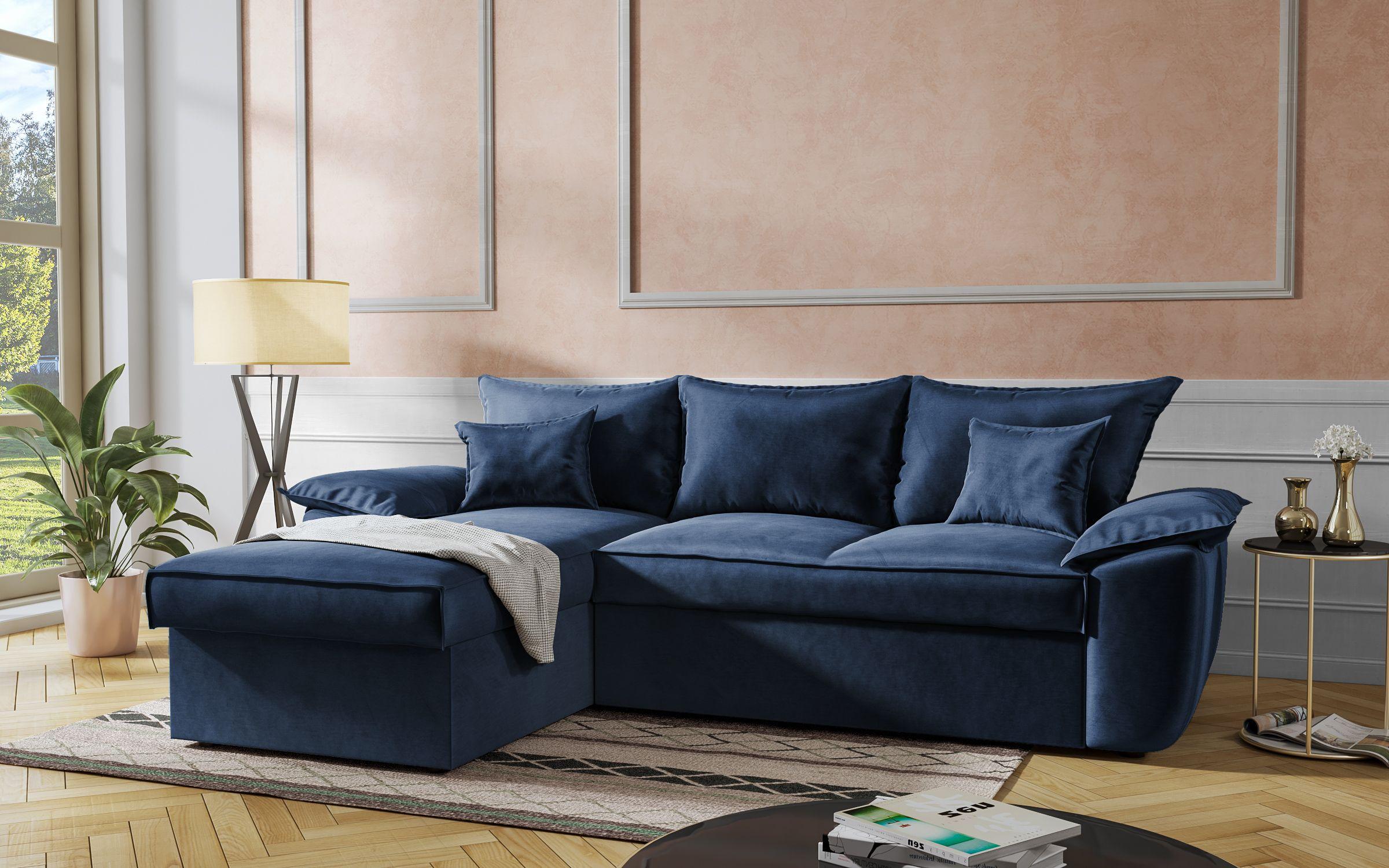 Γωνιακός καναπές - κρεβάτι Elzas, μπλε  3