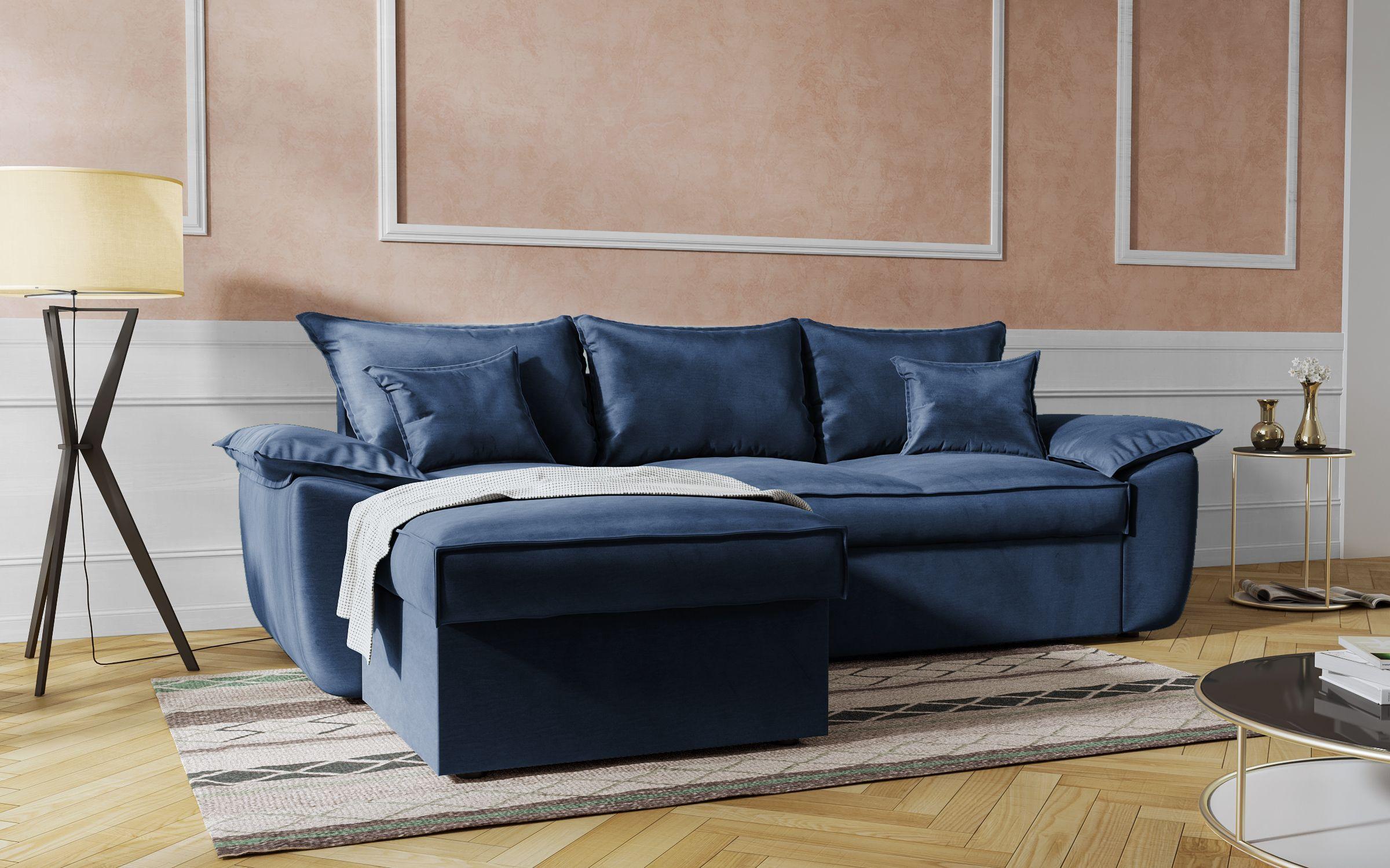 Γωνιακός καναπές - κρεβάτι Elzas, μπλε  4