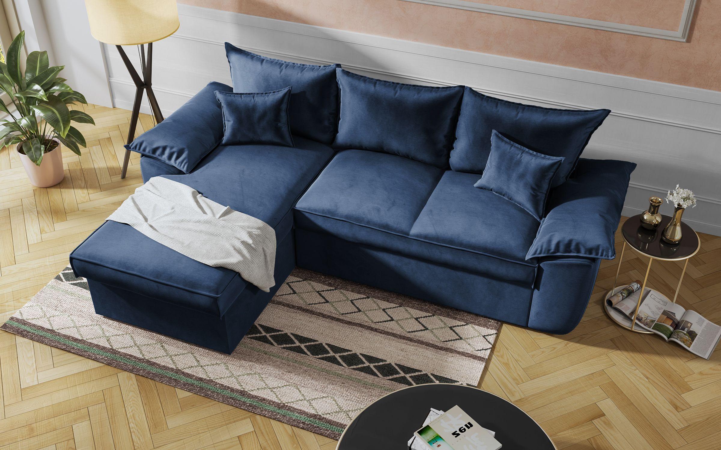 Γωνιακός καναπές - κρεβάτι Elzas, μπλε  6